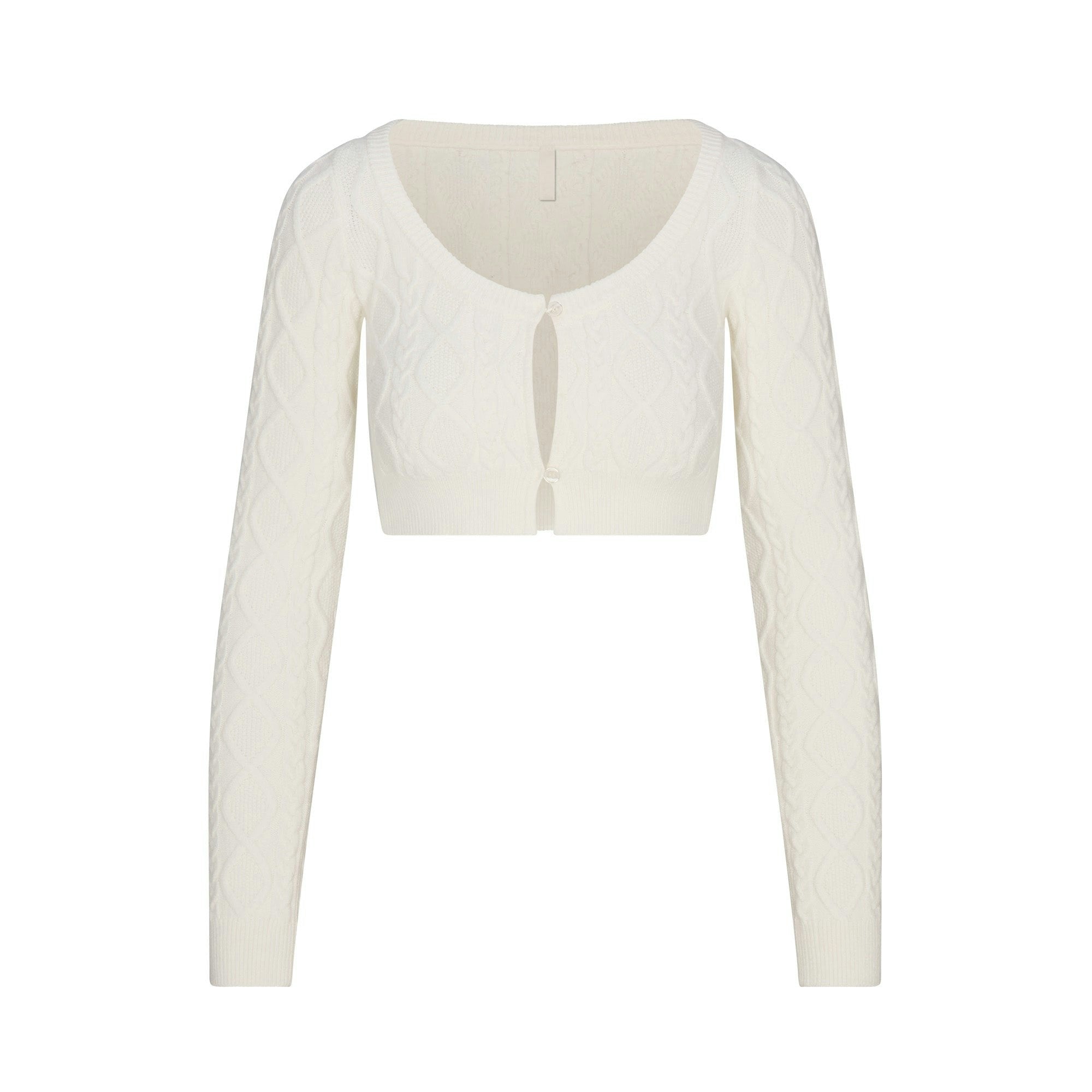 Skims Sweater Knits Cable Knit Cropped Cardigan Ivory