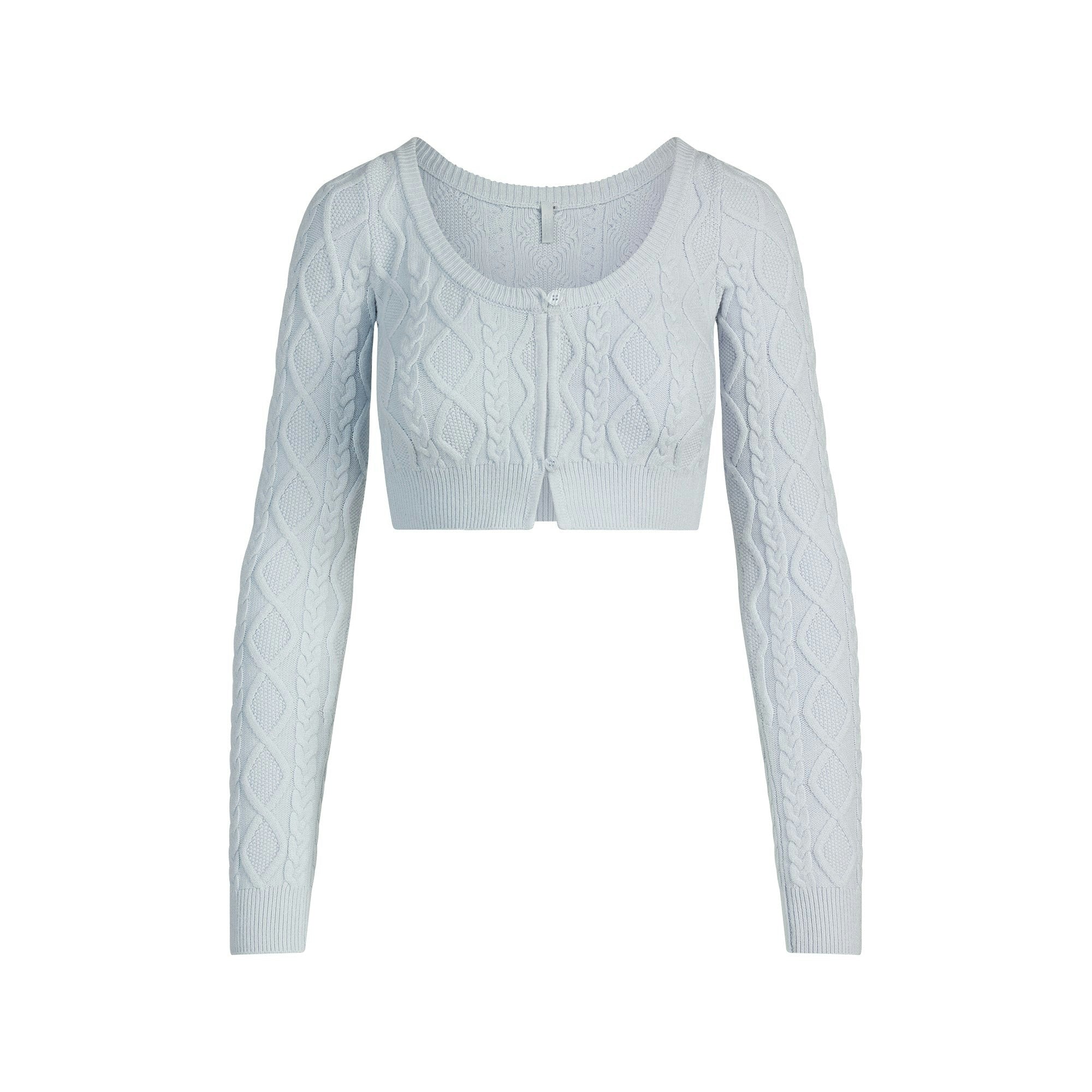 Skims Sweater Knits Cable Knit Cropped Cardigan Zen Blue