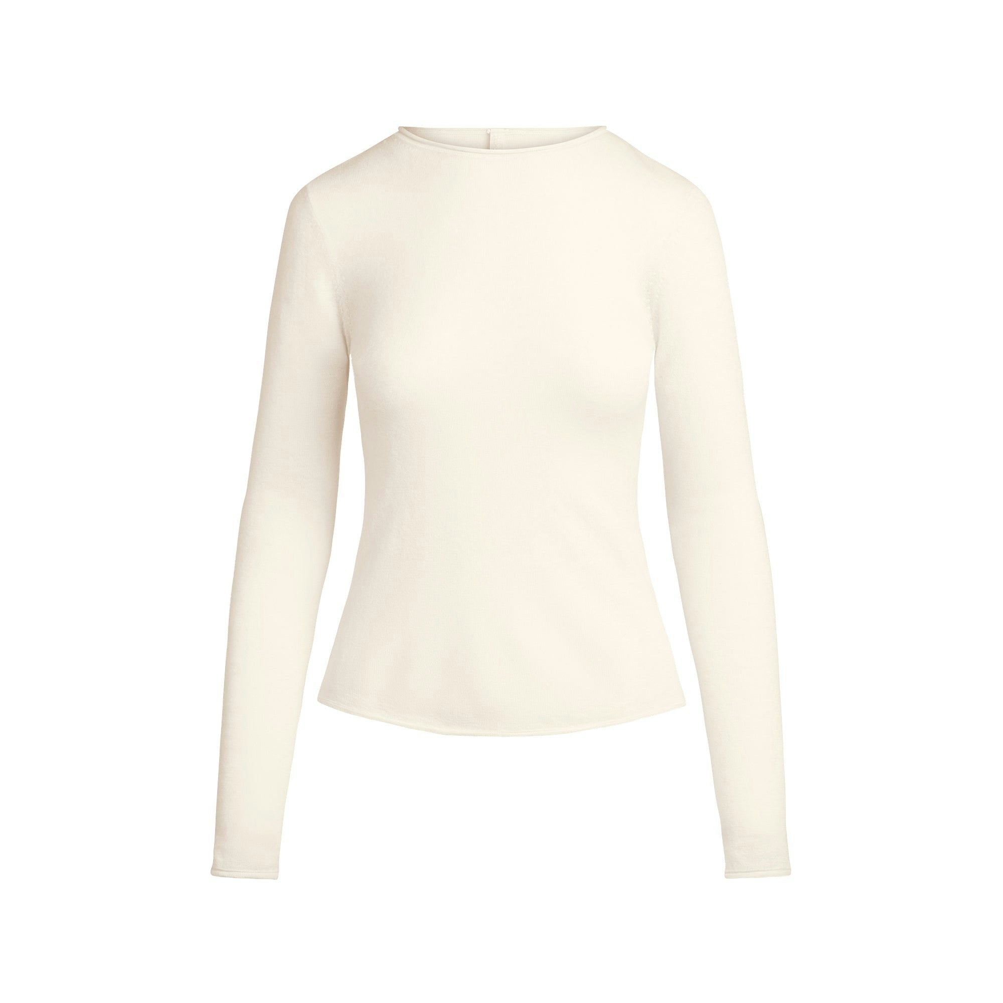 Skims Featherweight Cashmere Long Sleeve Top Egret