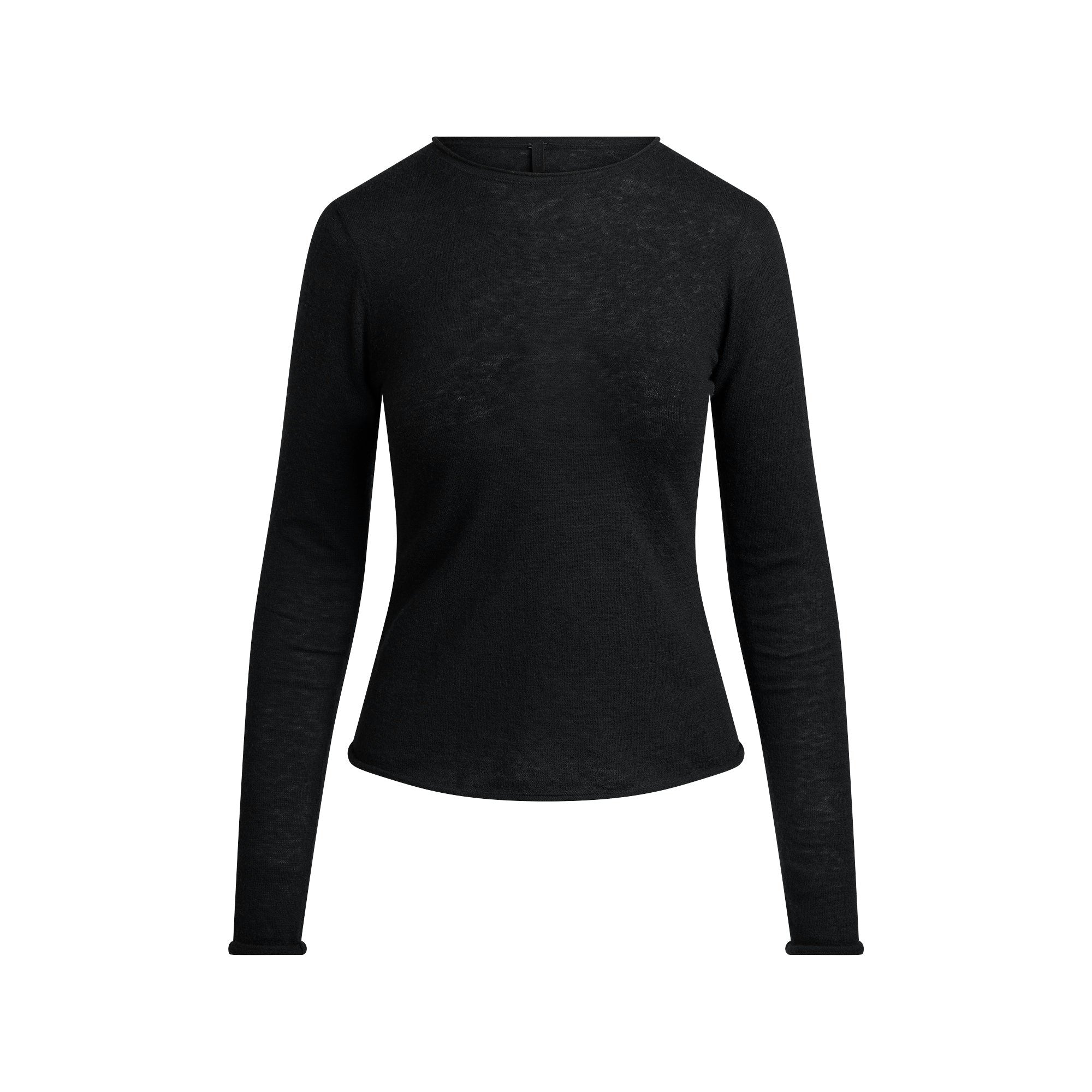 Skims Featherweight Cashmere Long Sleeve Top Onyx