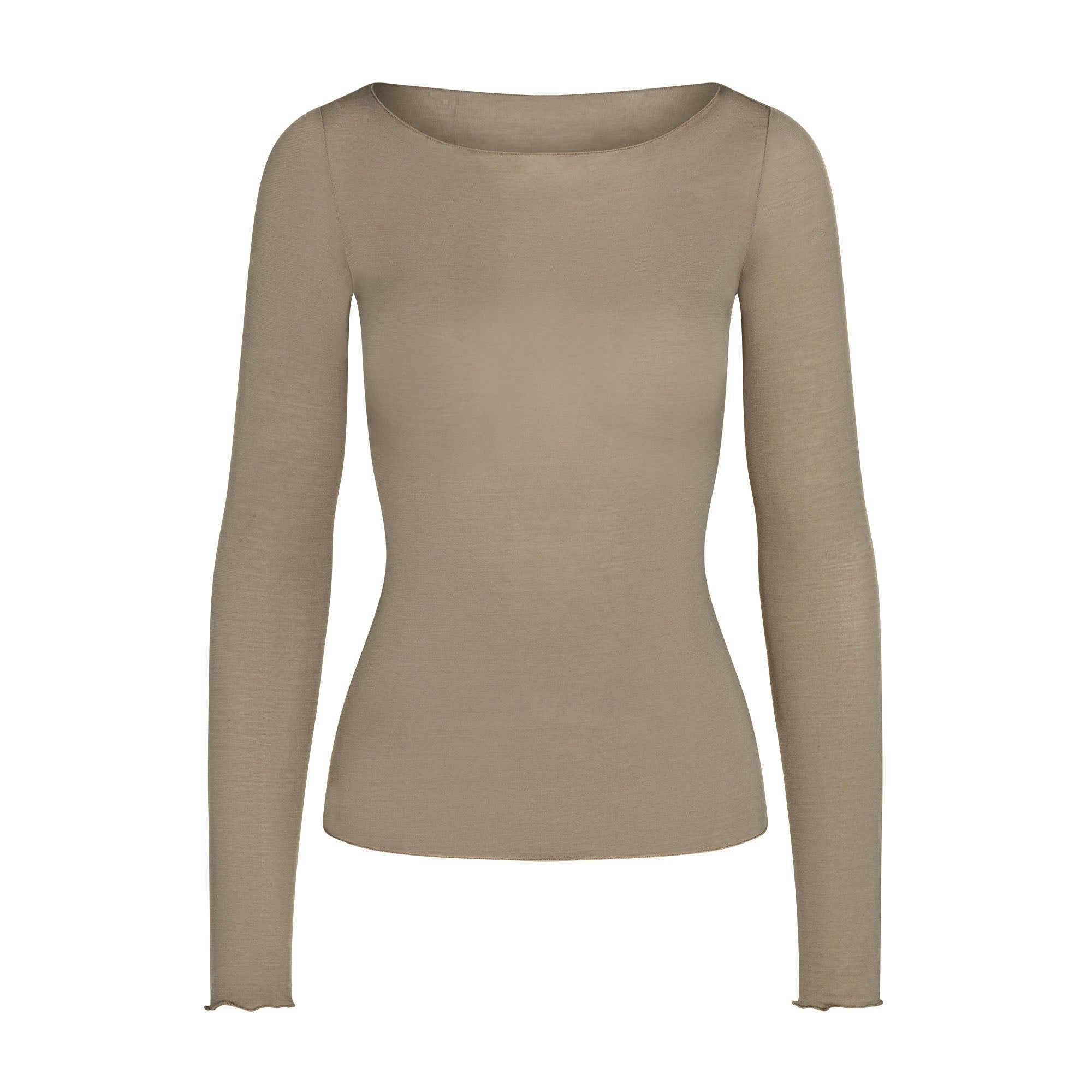SHEER MODAL LONG SLEEVE BOATNECK TOP