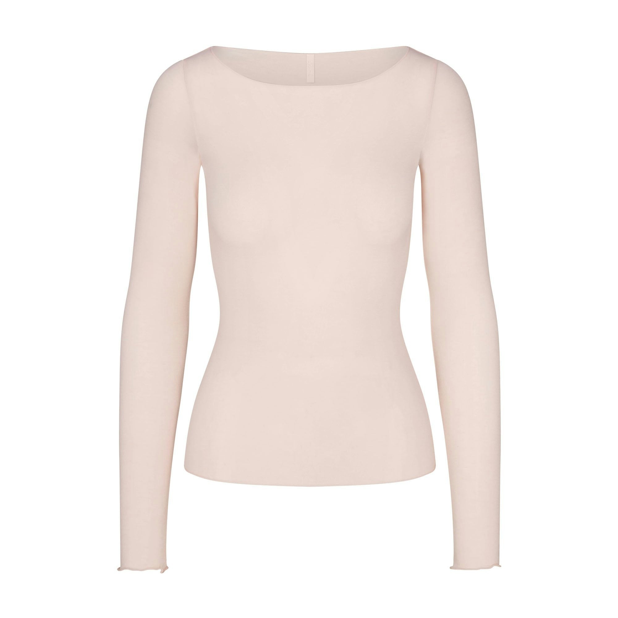 Skims Sheer Modal Long Sleeve Boatneck Top Primrose