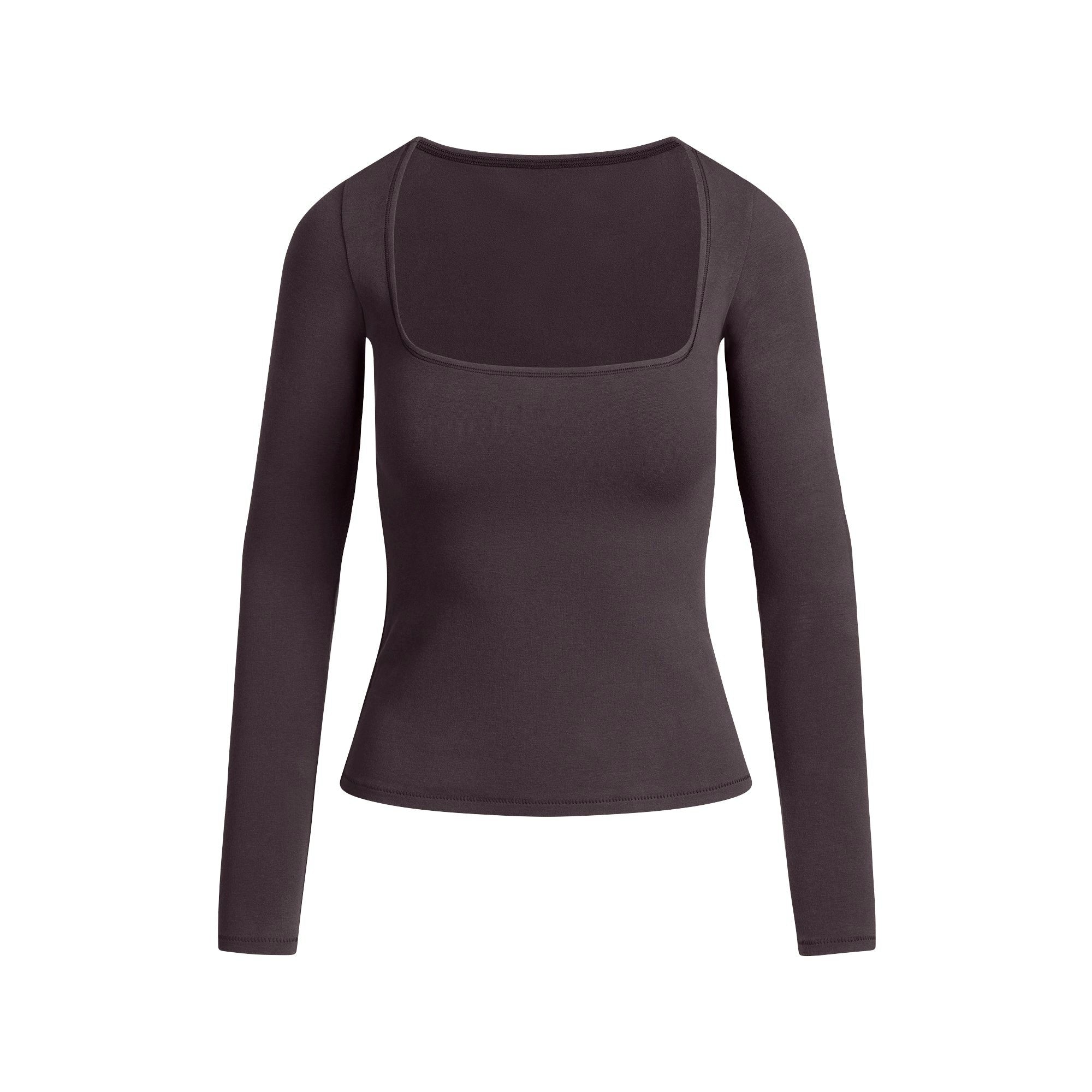 COTTON JERSEY SCOOP NECK LONG SLEEVE TOP