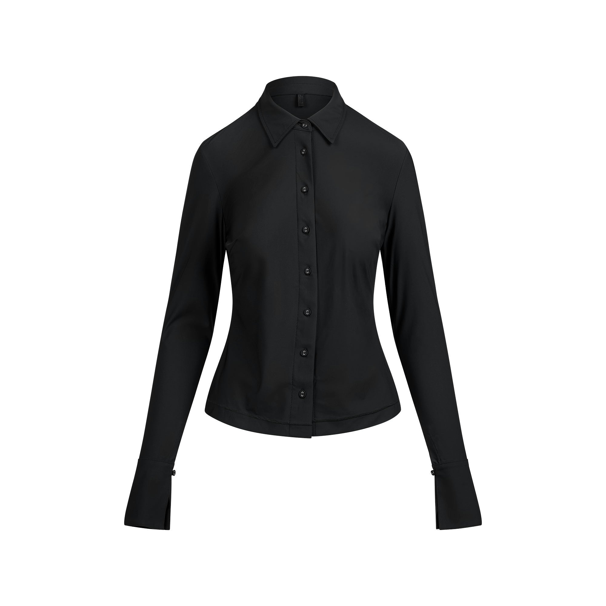 Skims Cling Matte Long Sleeve Button Up Obsidian