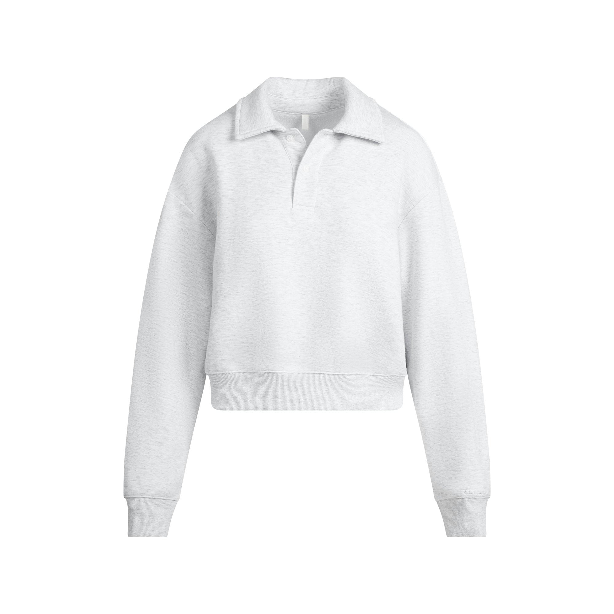 Skims Cotton Fleece Polo Sweatshirt Light Heather Grey