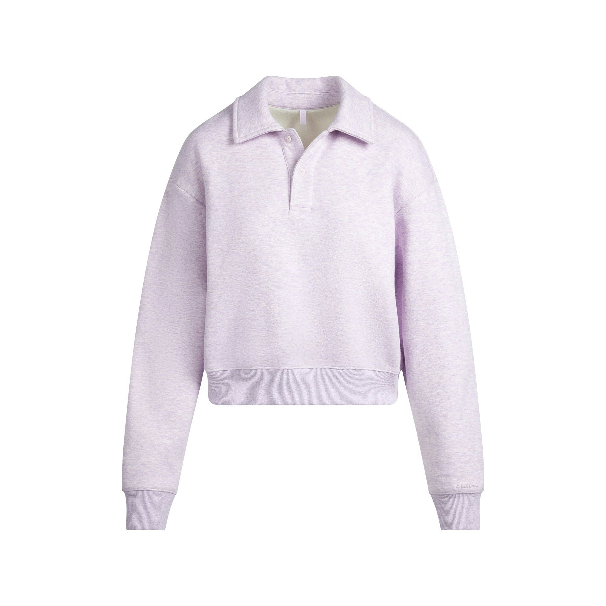 Skims Cotton Fleece Polo Sweatshirt Purple Heather