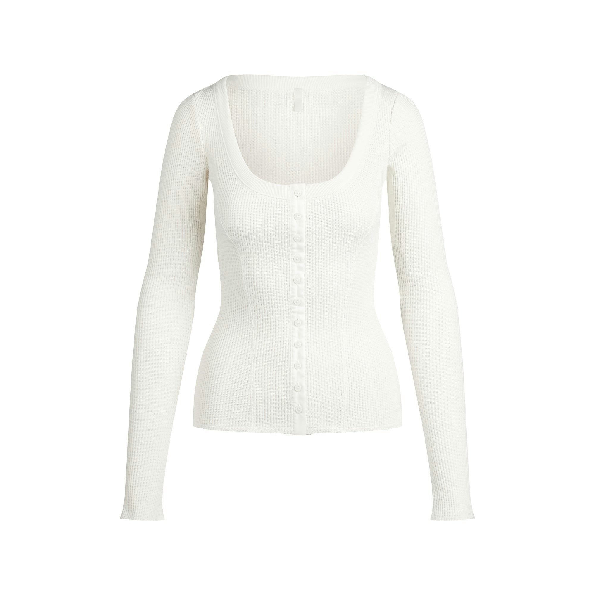 Skims Heavy Waffle Cardigan Ivory