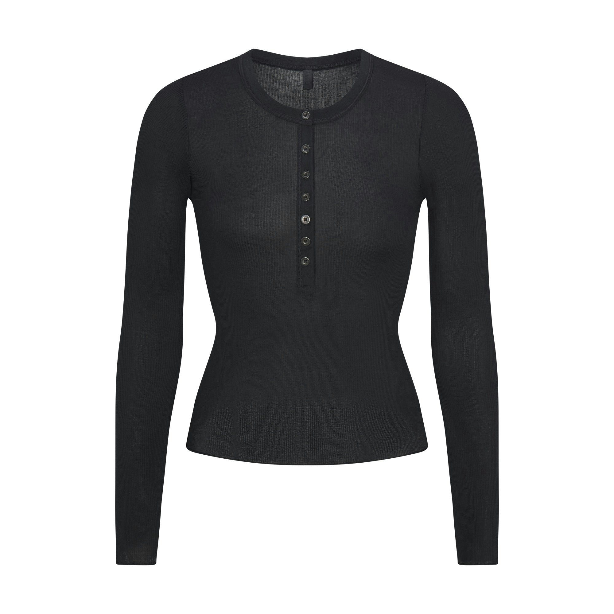 SHEER RIB LONG SLEEVE HENLEY