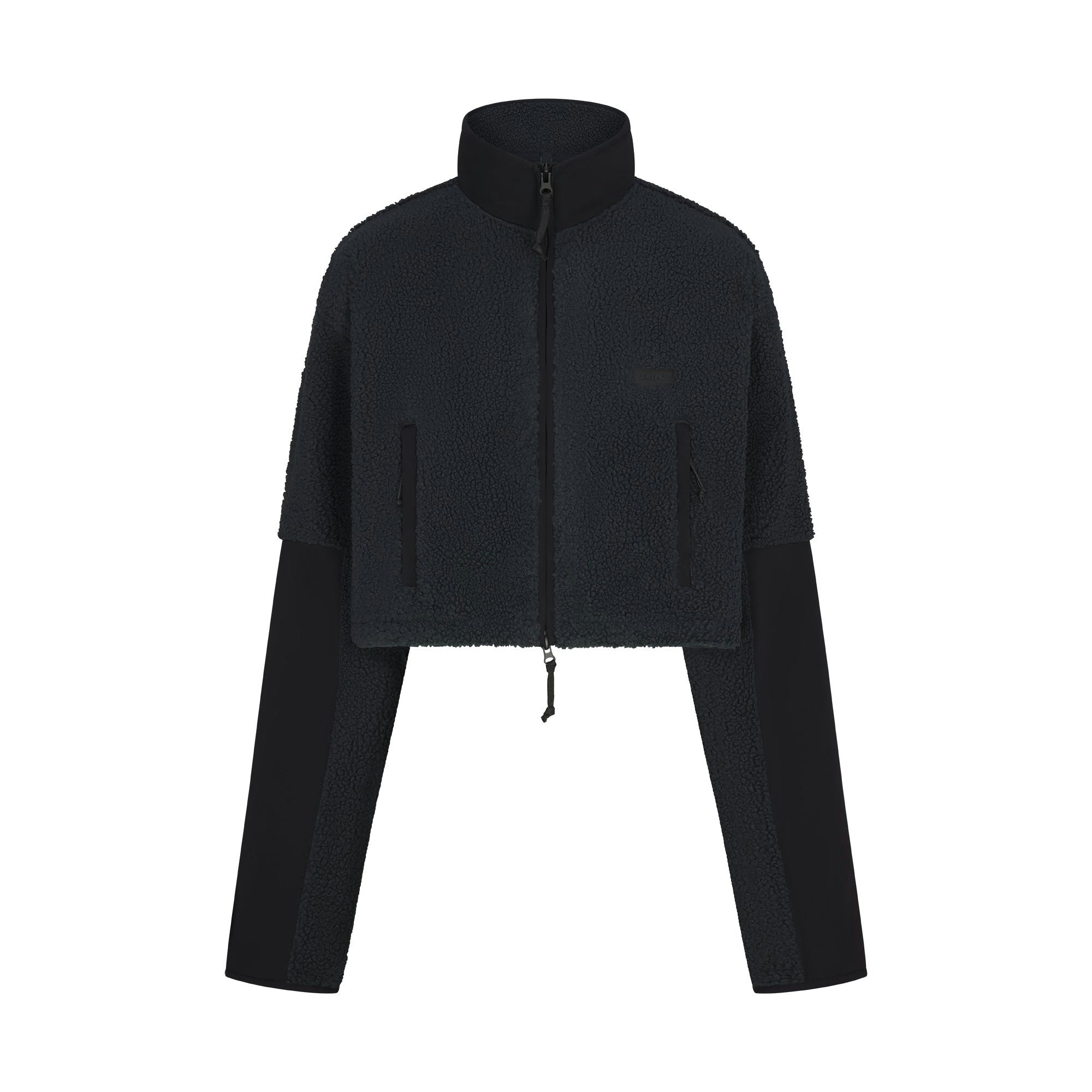 Skims Teddy Funnel Neck Cropped Jacket Dark Teal