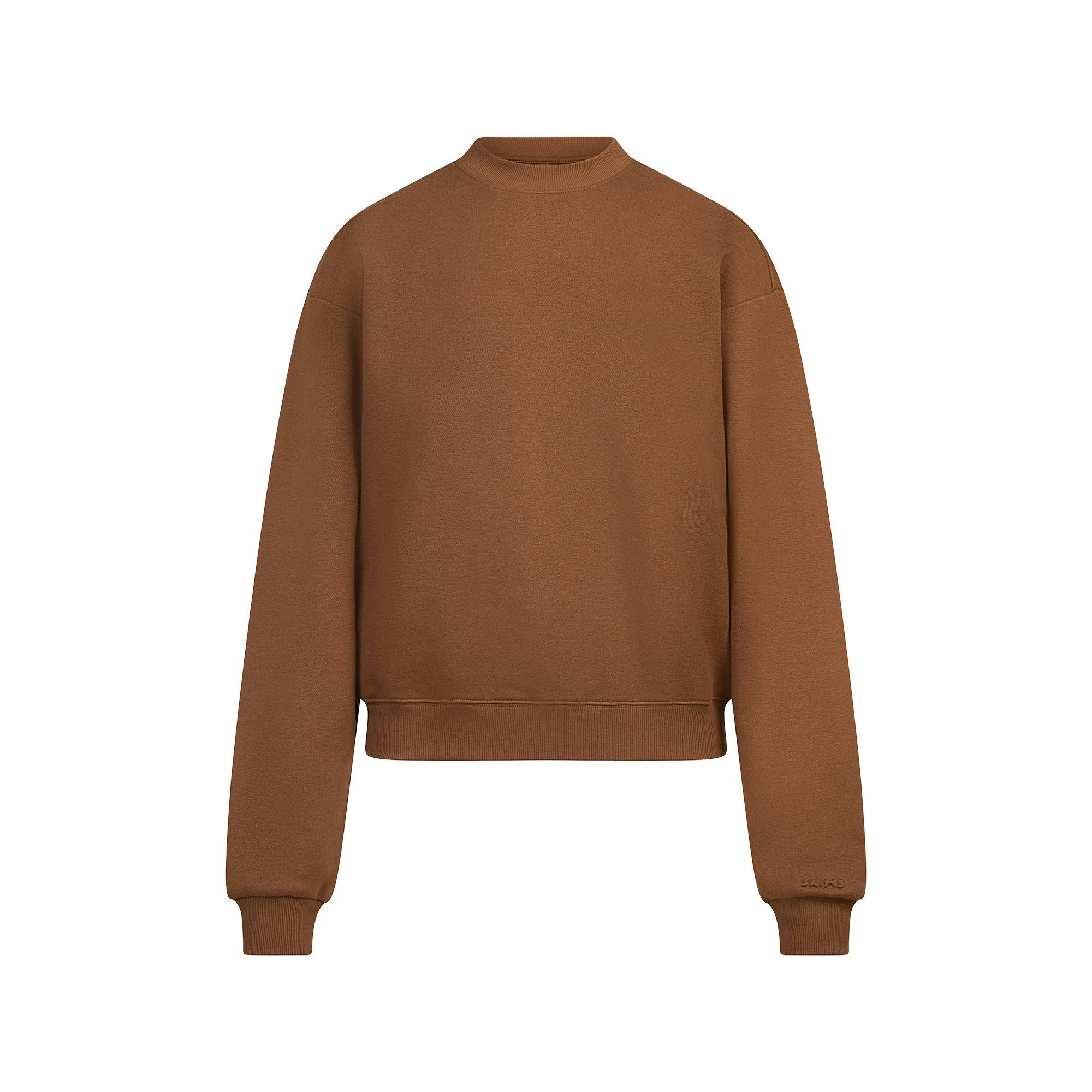 Skims Cotton Fleece Classic Crewneck Bison