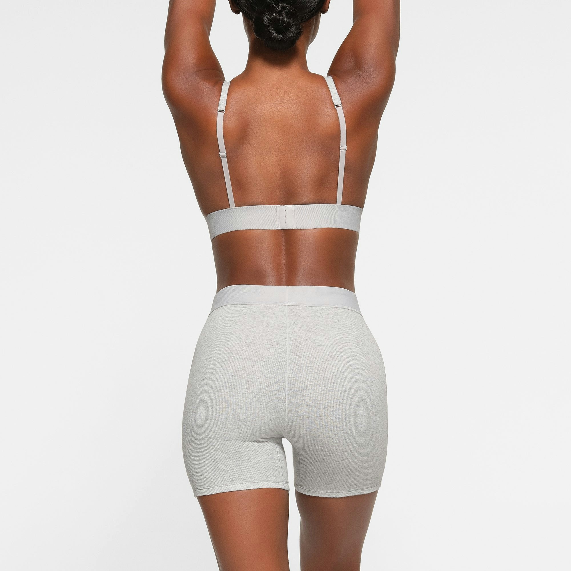 Skims Cotton Rib Boxer Light Heather Grey