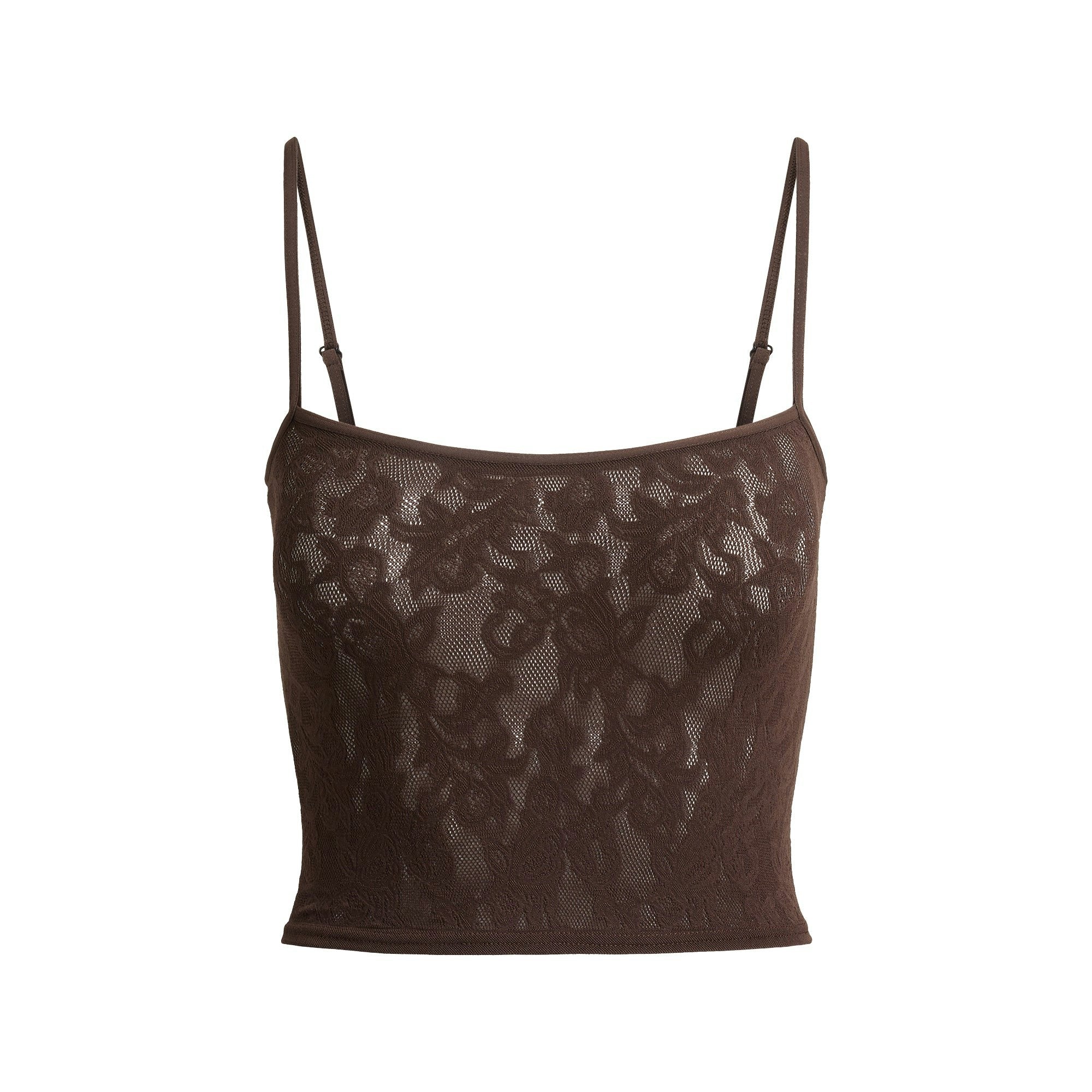 Skims Knit Lace Cropped Cami Espresso