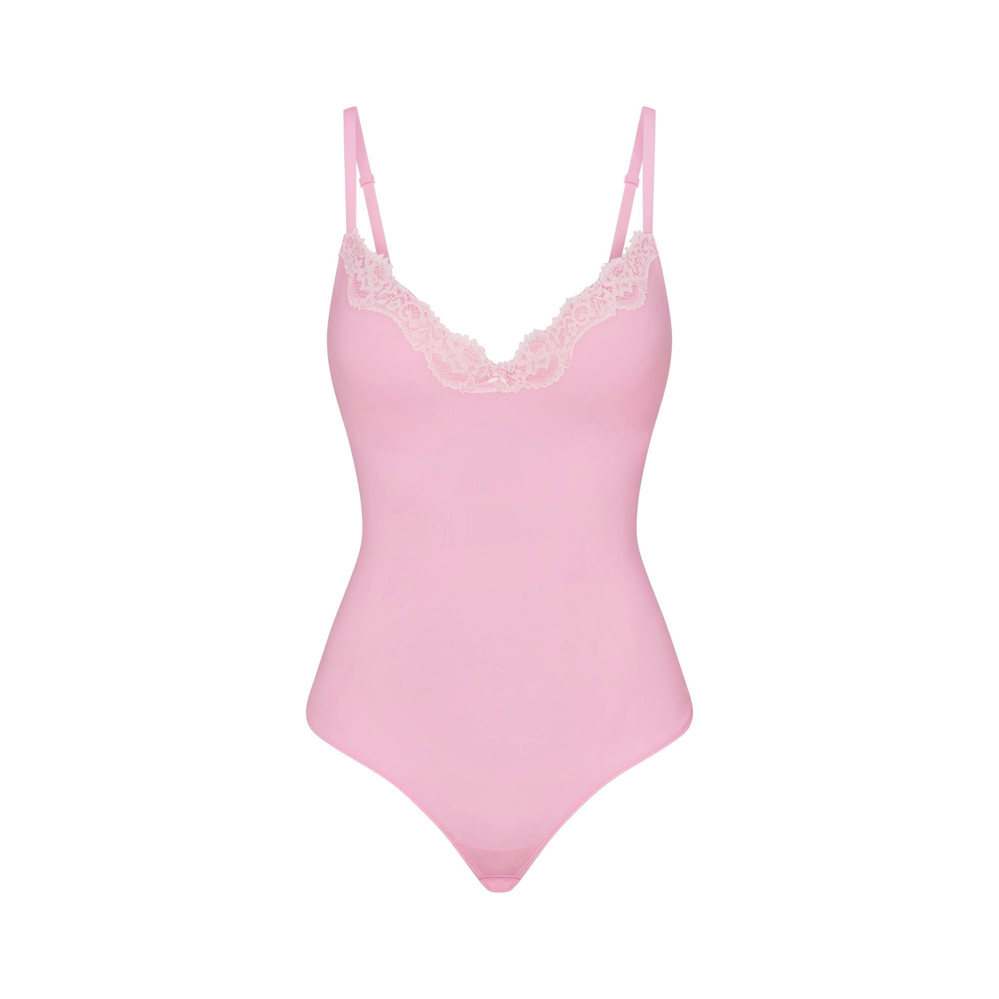 Skims Fits Everybody Lace Push-Up Bodysuit Bubblegum Tonal