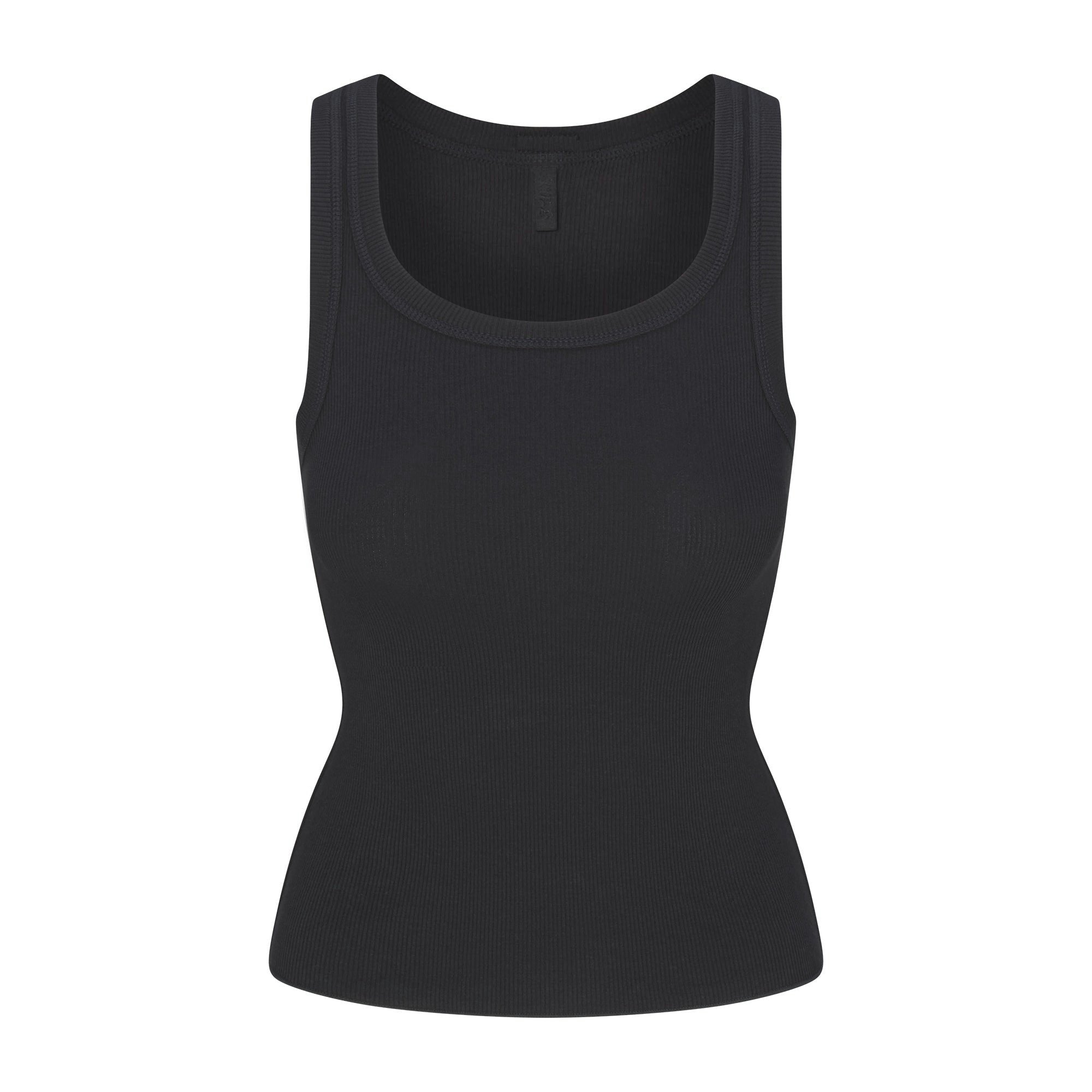 Skims Cotton Rib Scoop Neck Tank Soot
