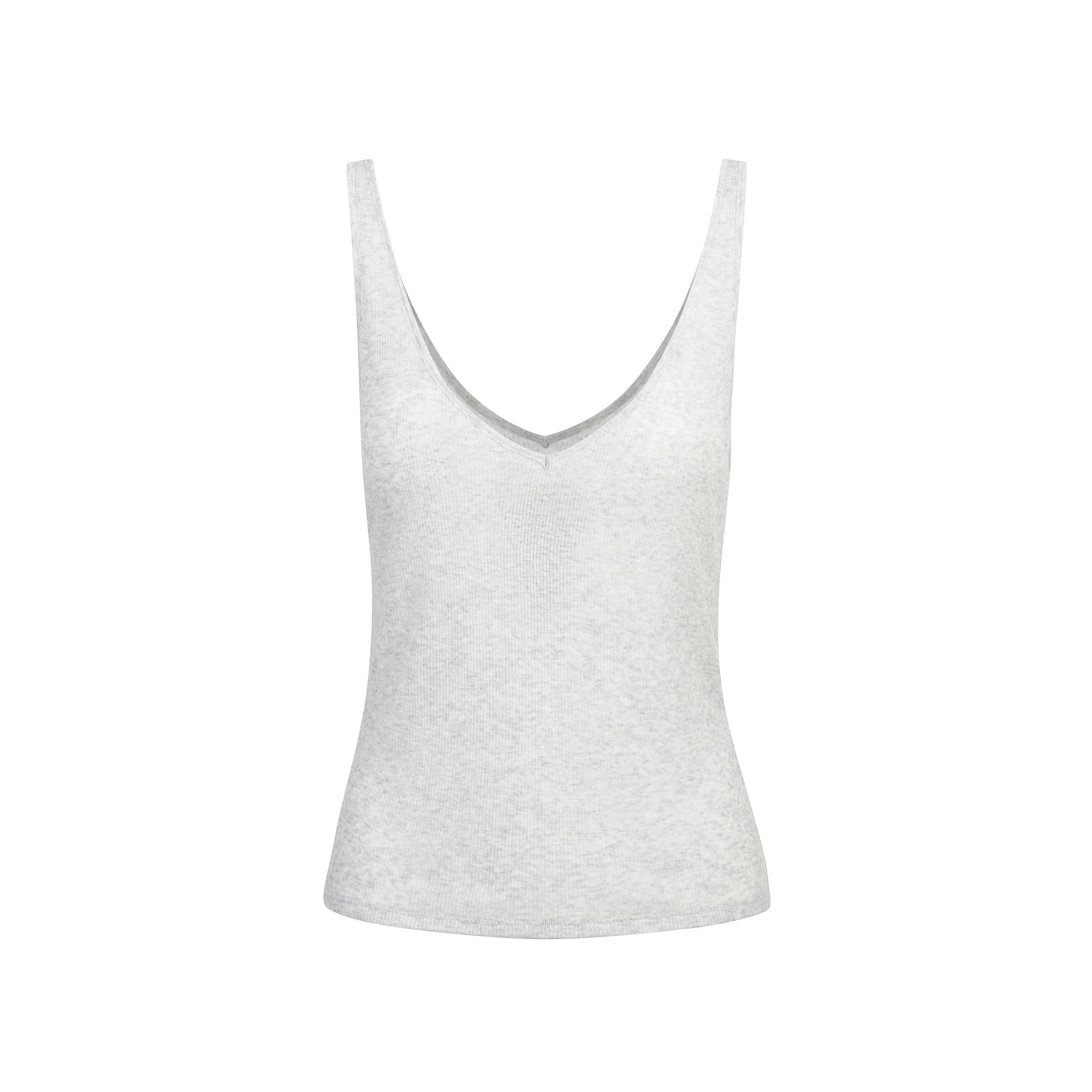 Skims Sheer Rib V Neck Tank Light Heather Grey