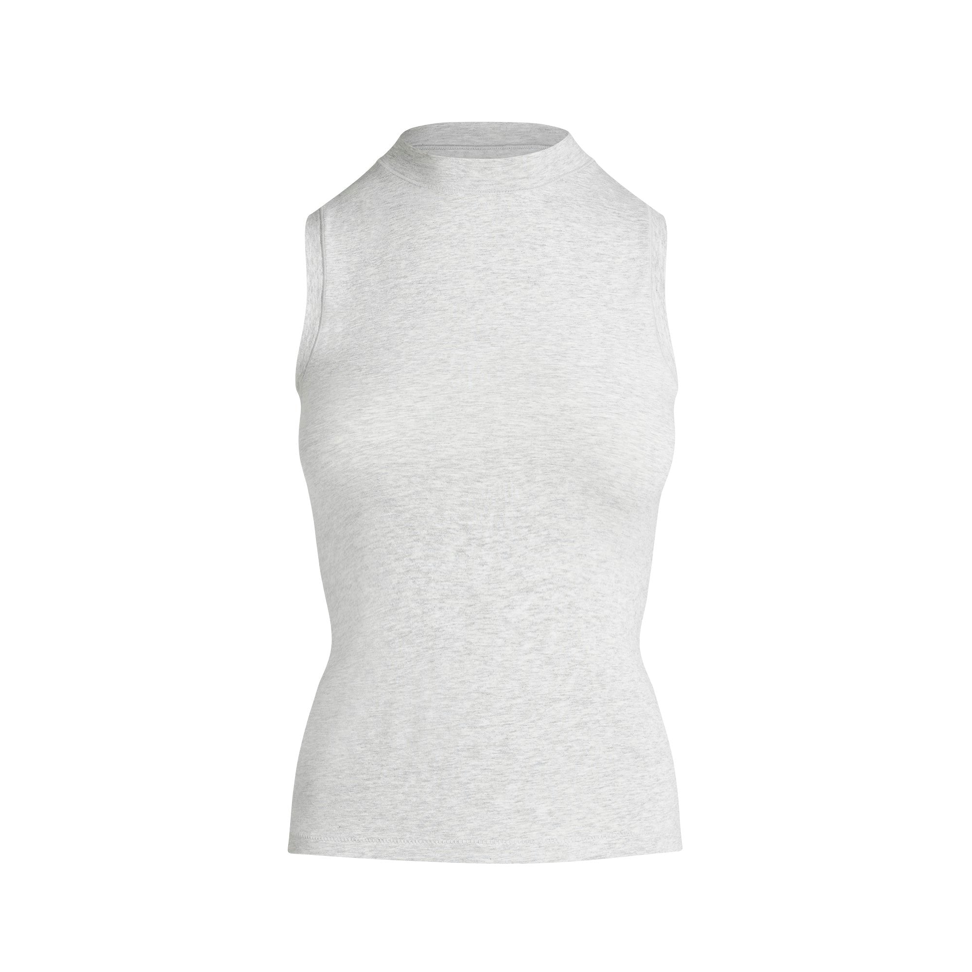 Skims Cotton Jersey Mock Neck Tank Light Heather Grey