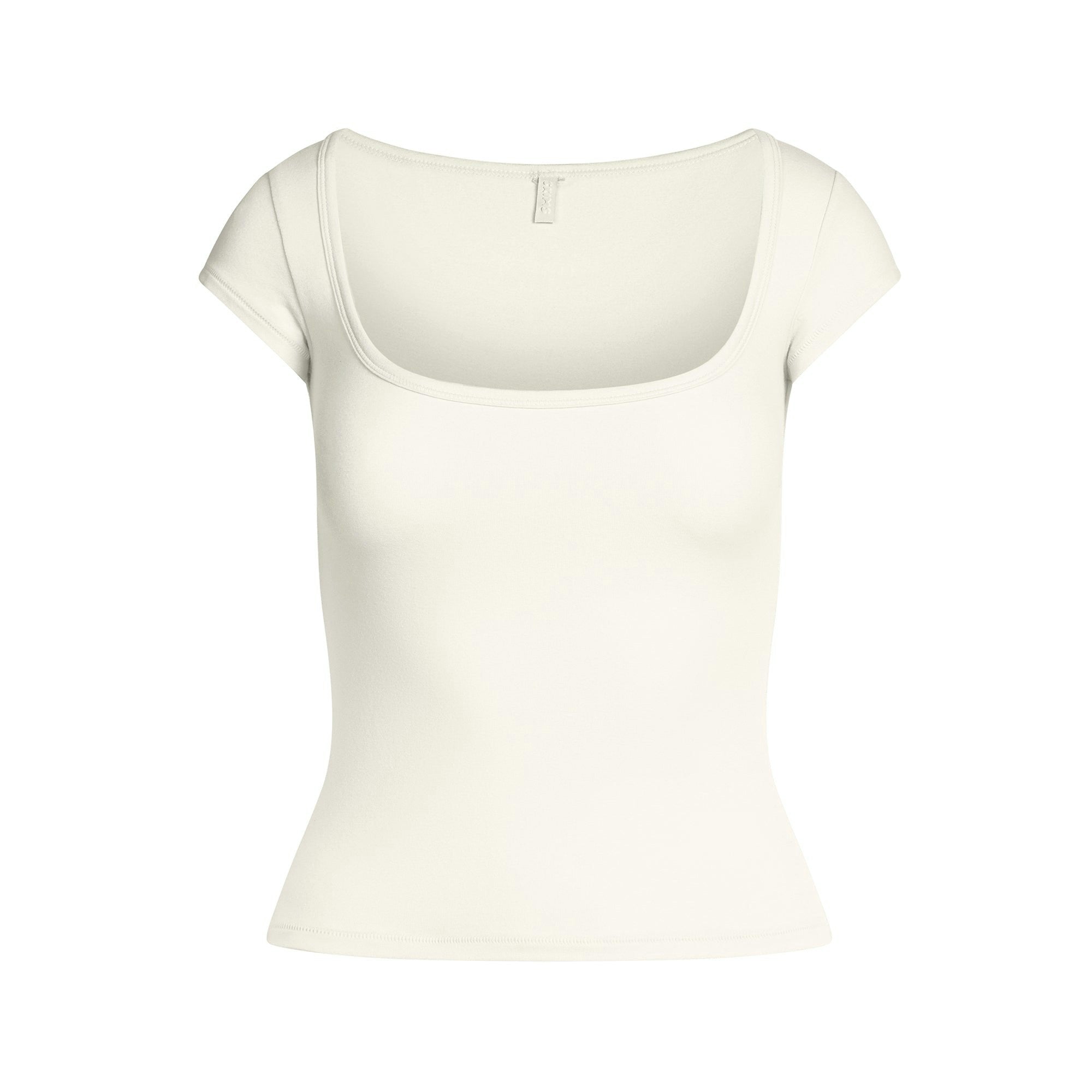 Skims Cotton Jersey Scoop Neck T-Shirt Marble