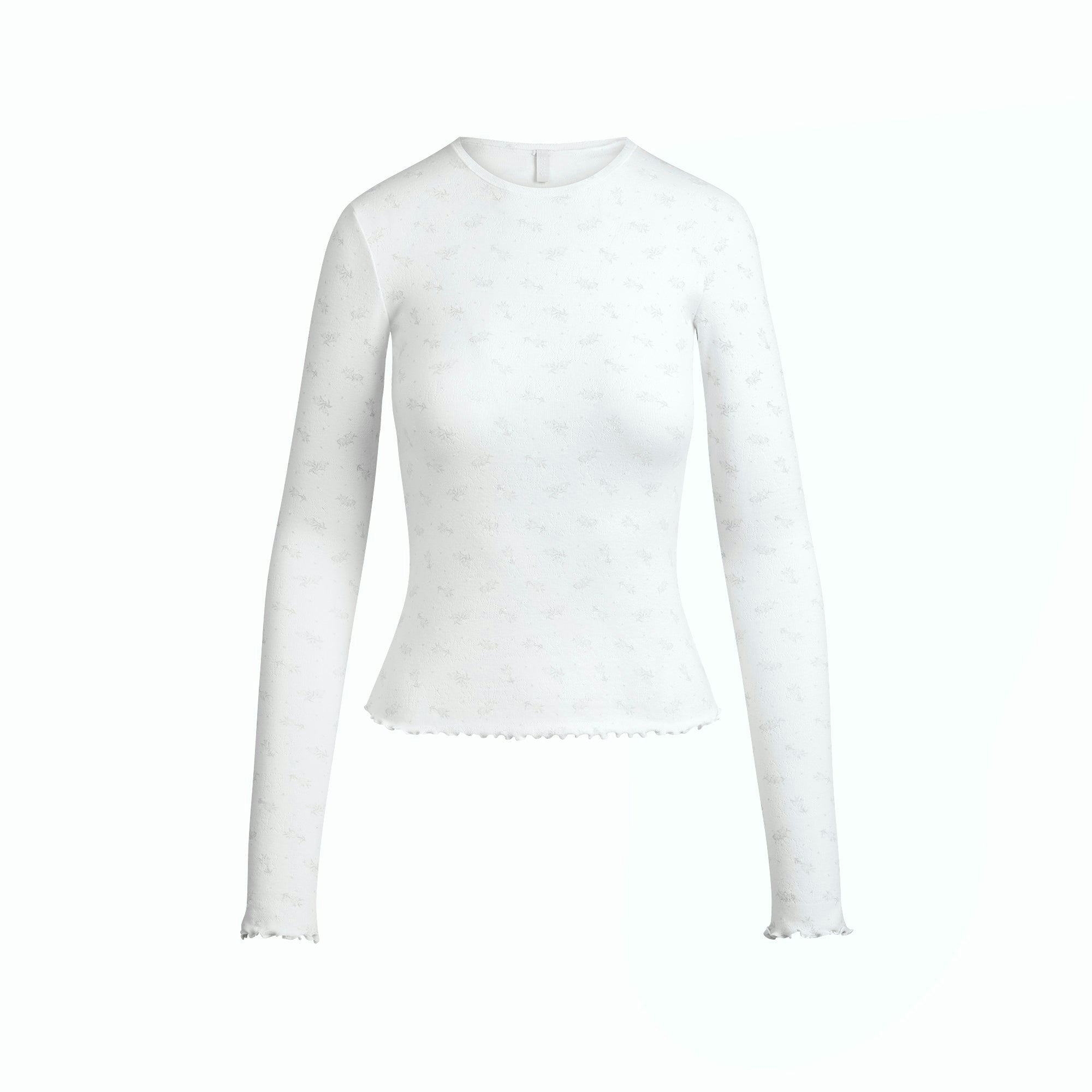 Skims Logo Pointelle Long Sleeve Set Pacific Floral Print