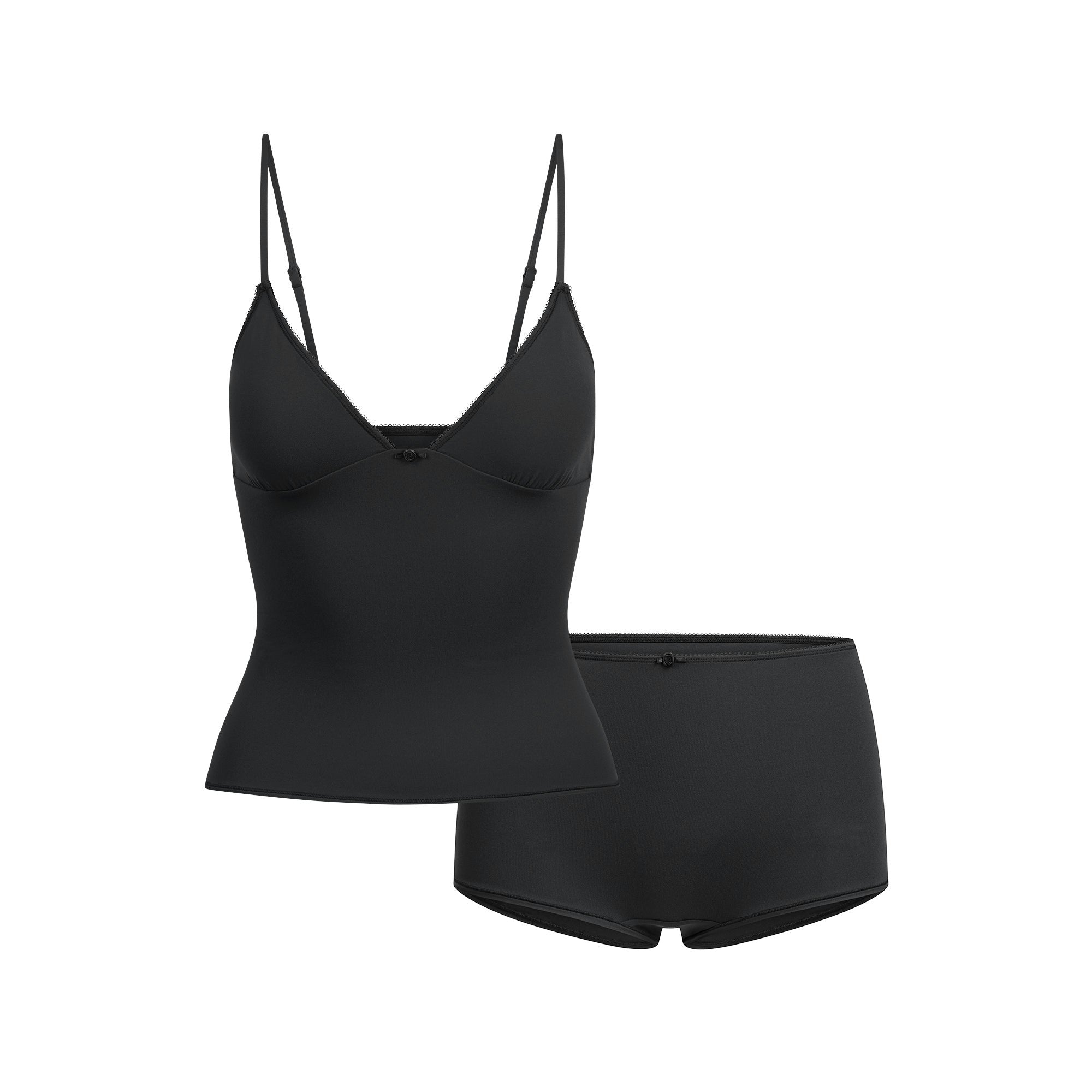 Skims Fits Everybody Picot Cami And Boy Short Set Onyx