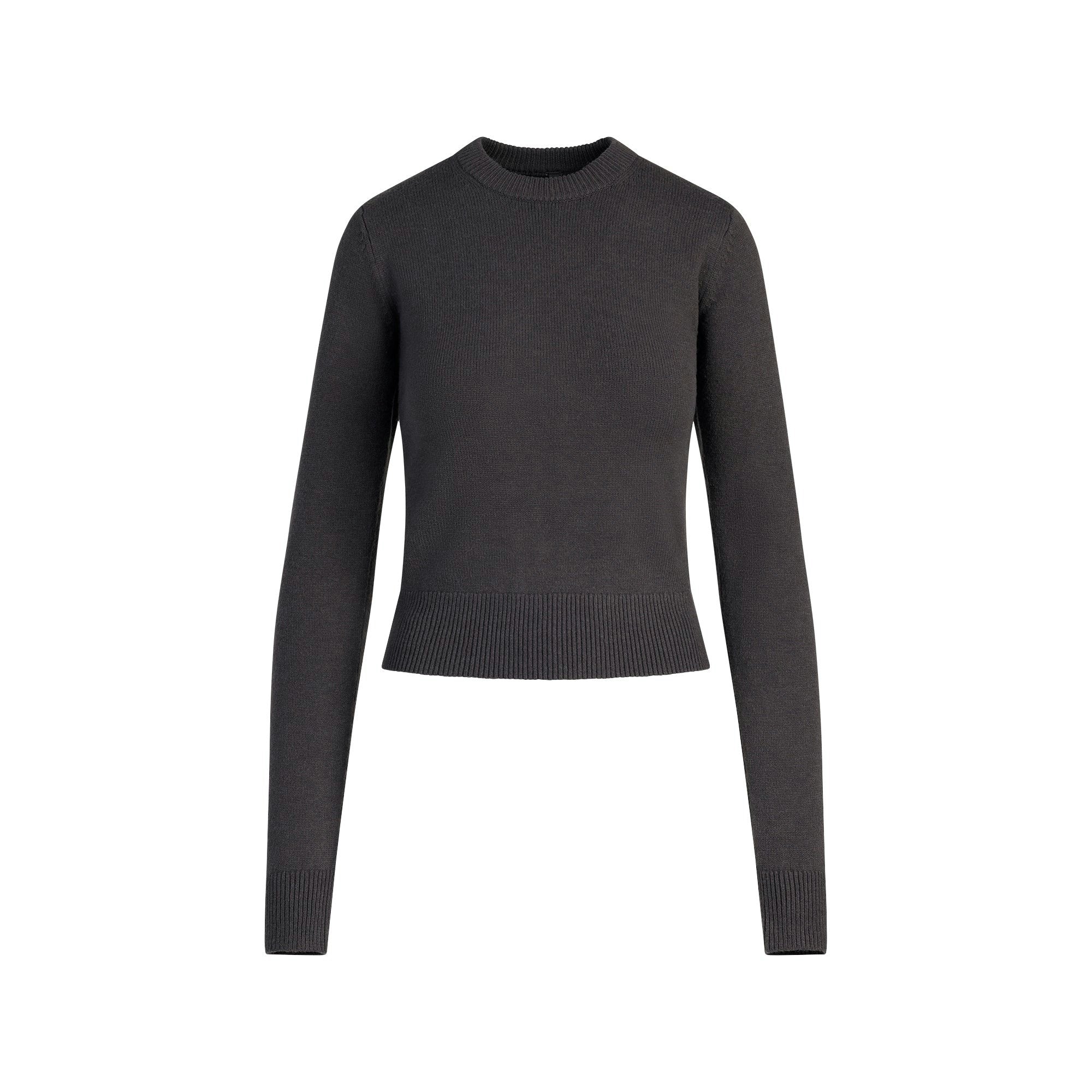 Skims Sweater Knits Ribbed Long Sleeve Fitted Crew Neck Ash