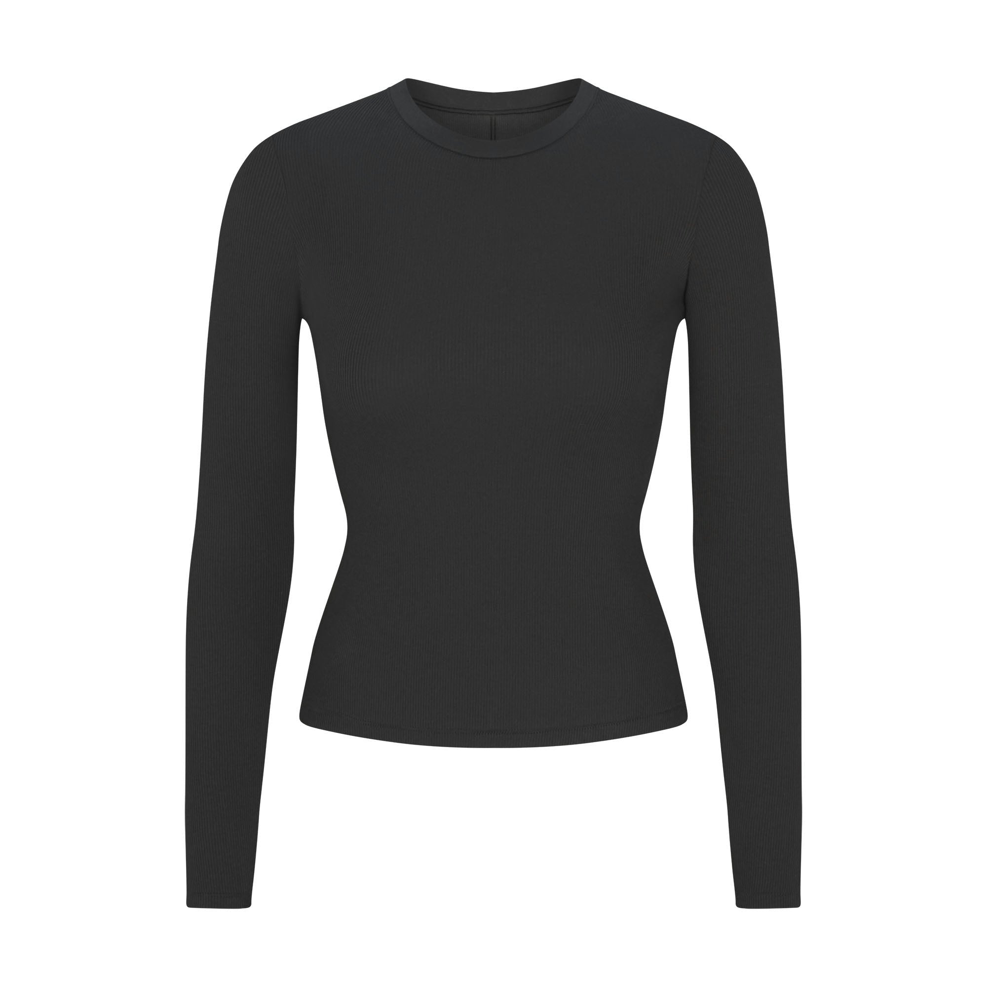 Skims Cotton Rib Long Sleeve T-Shirt Soot