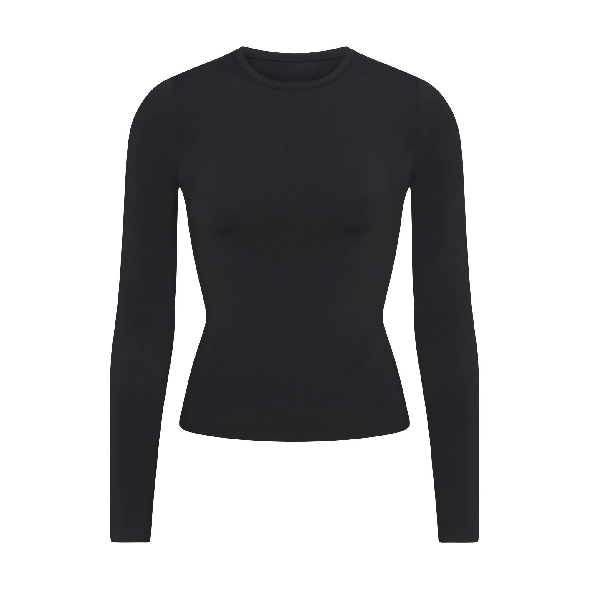 Skims Soft Smoothing Seamless Long Sleeve T-Shirt Onyx