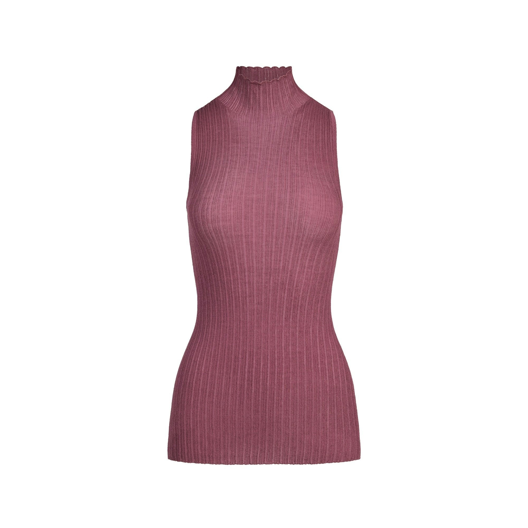 Skims Sheer Knit Mock Neck Tunic Beet