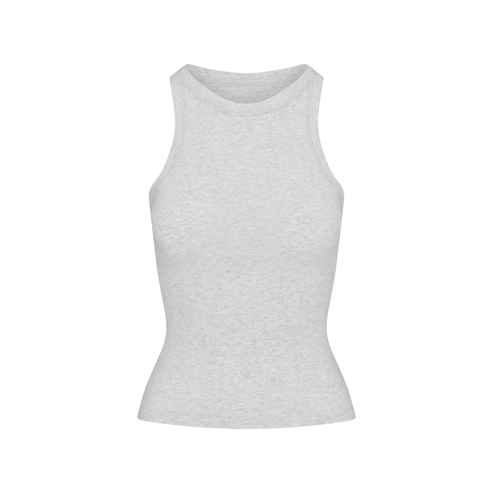 Skims Cotton Jersey Crew Neck Tank Light Heather Grey