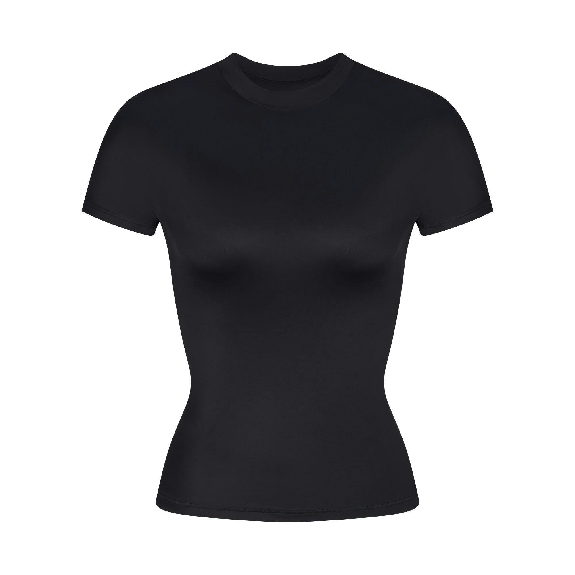 Skims Nikeskims Shine Short Sleeve Mock Neck Top Obsidian