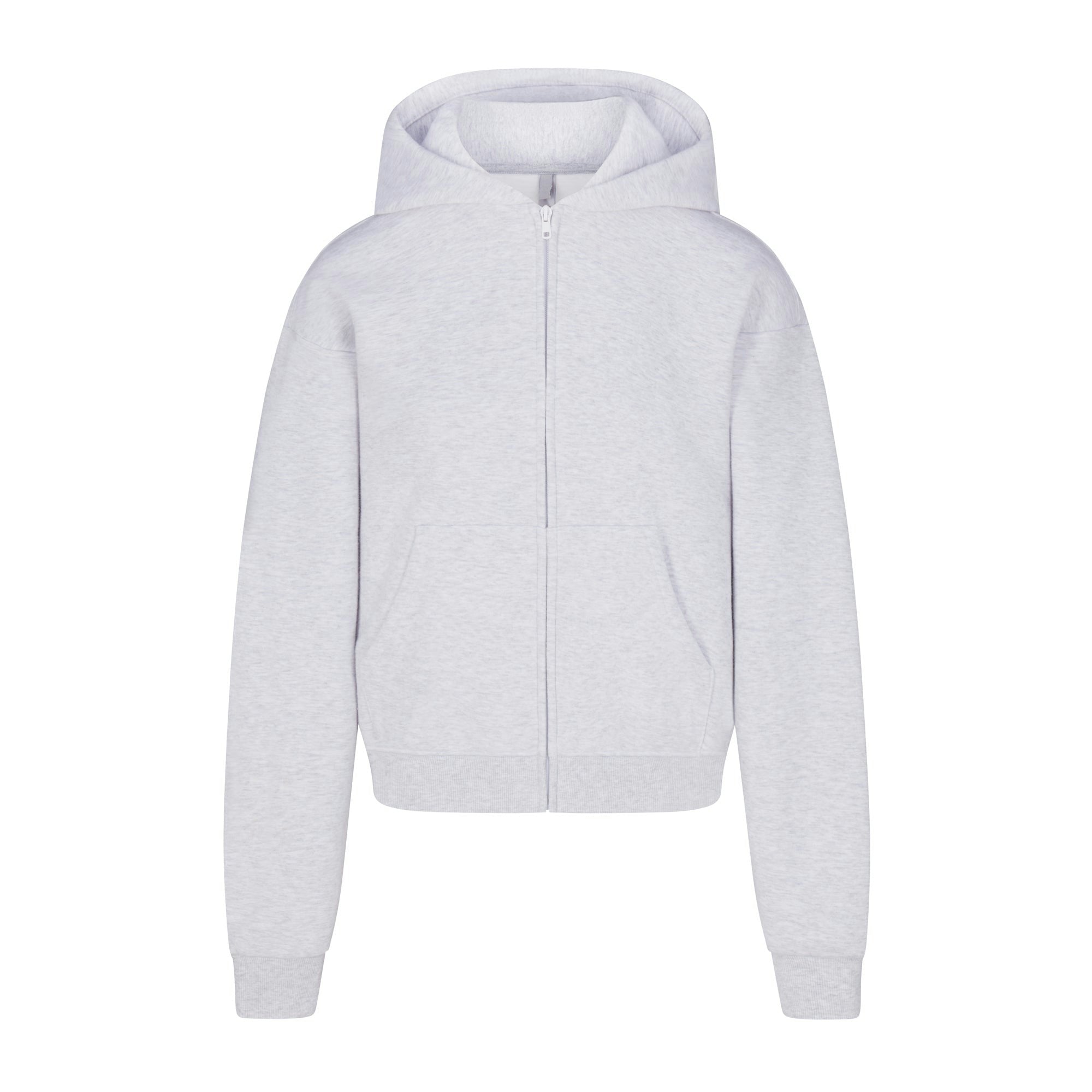 Skims Cotton Fleece Classic Zip Up Hoodie Light Heather Grey