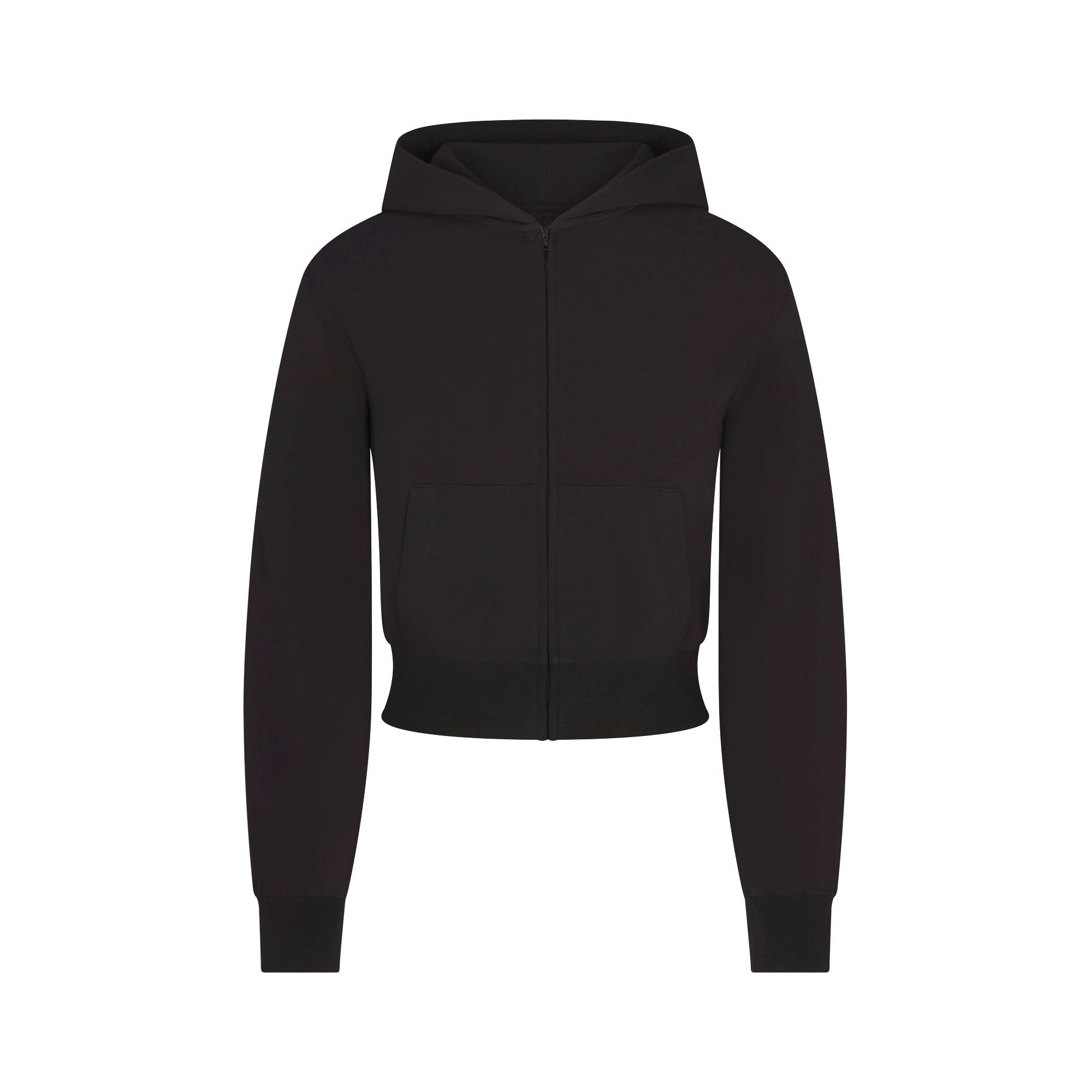 Skims Cotton Jersey Zip Up Hoodie Soot