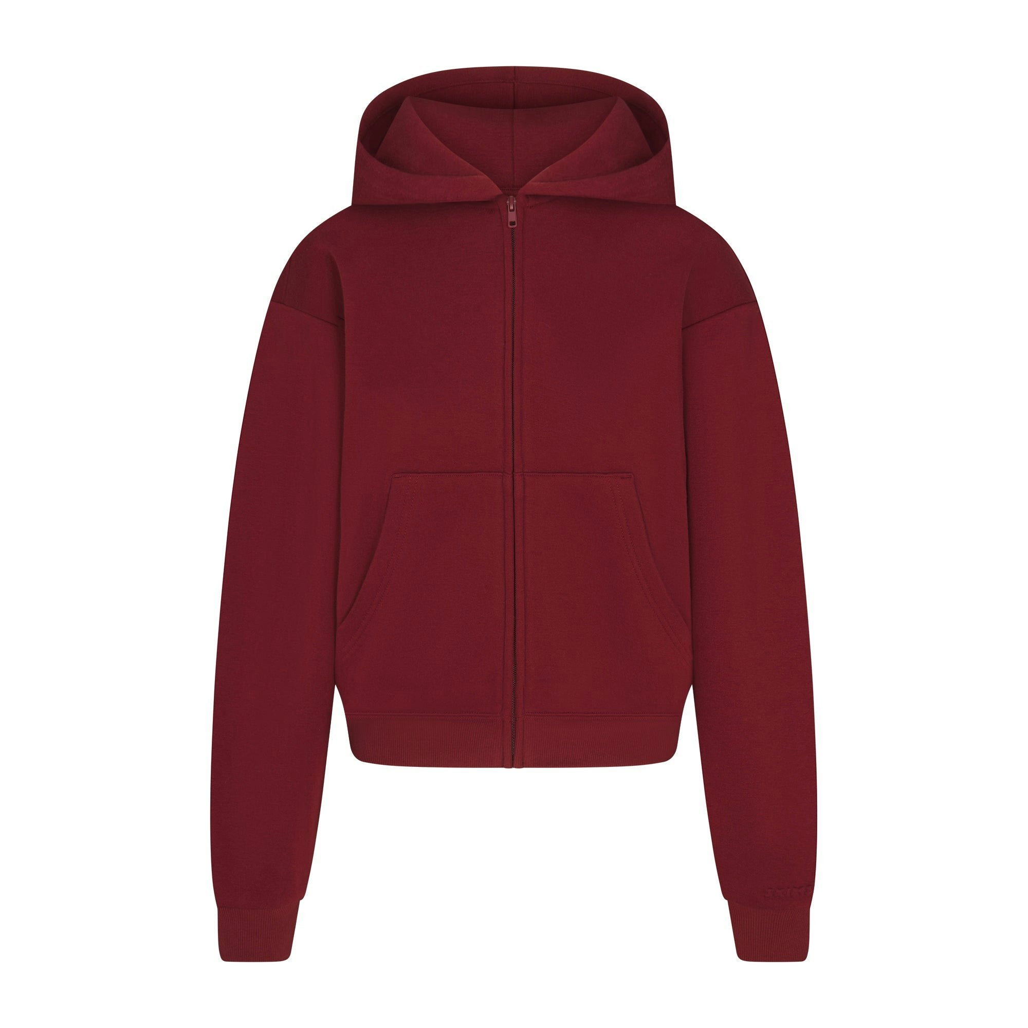 Skims Cotton Fleece Classic Zip Up Hoodie Merlot