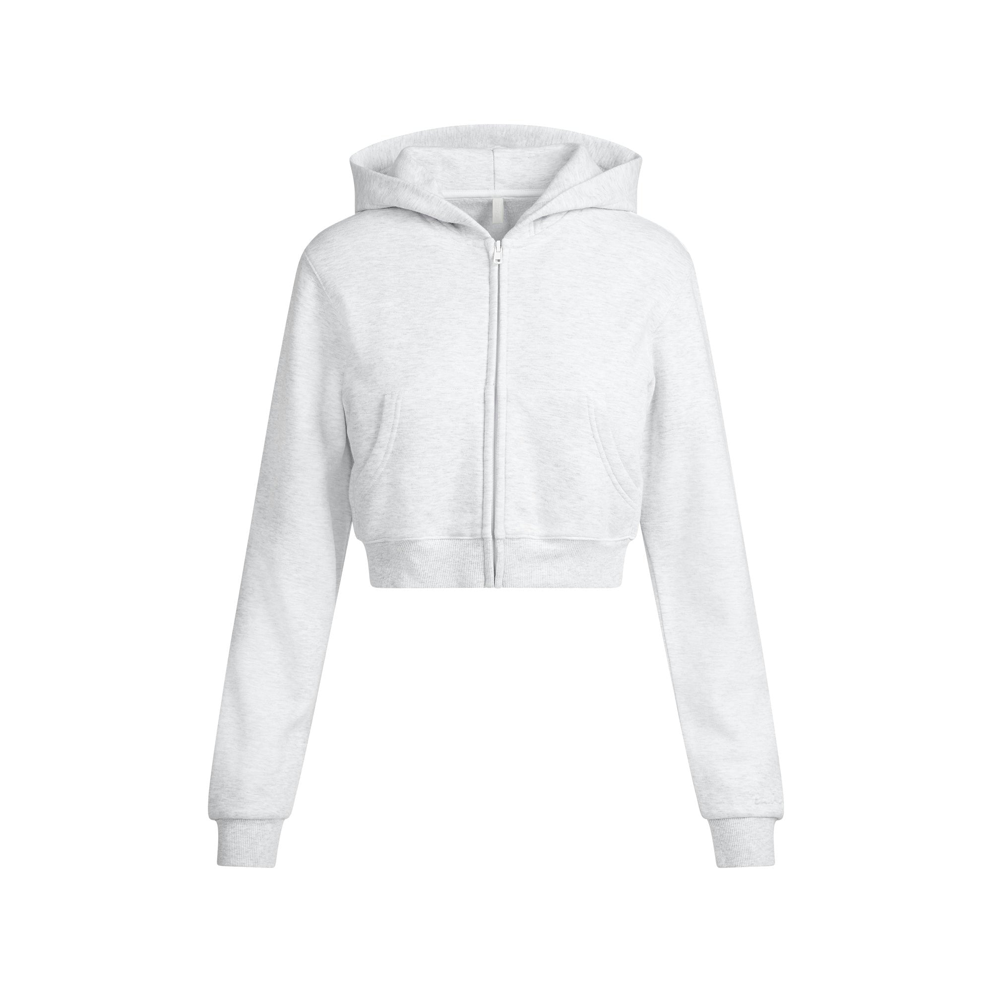 COTTON FLEECE CROPPED ZIP UP HOODIE