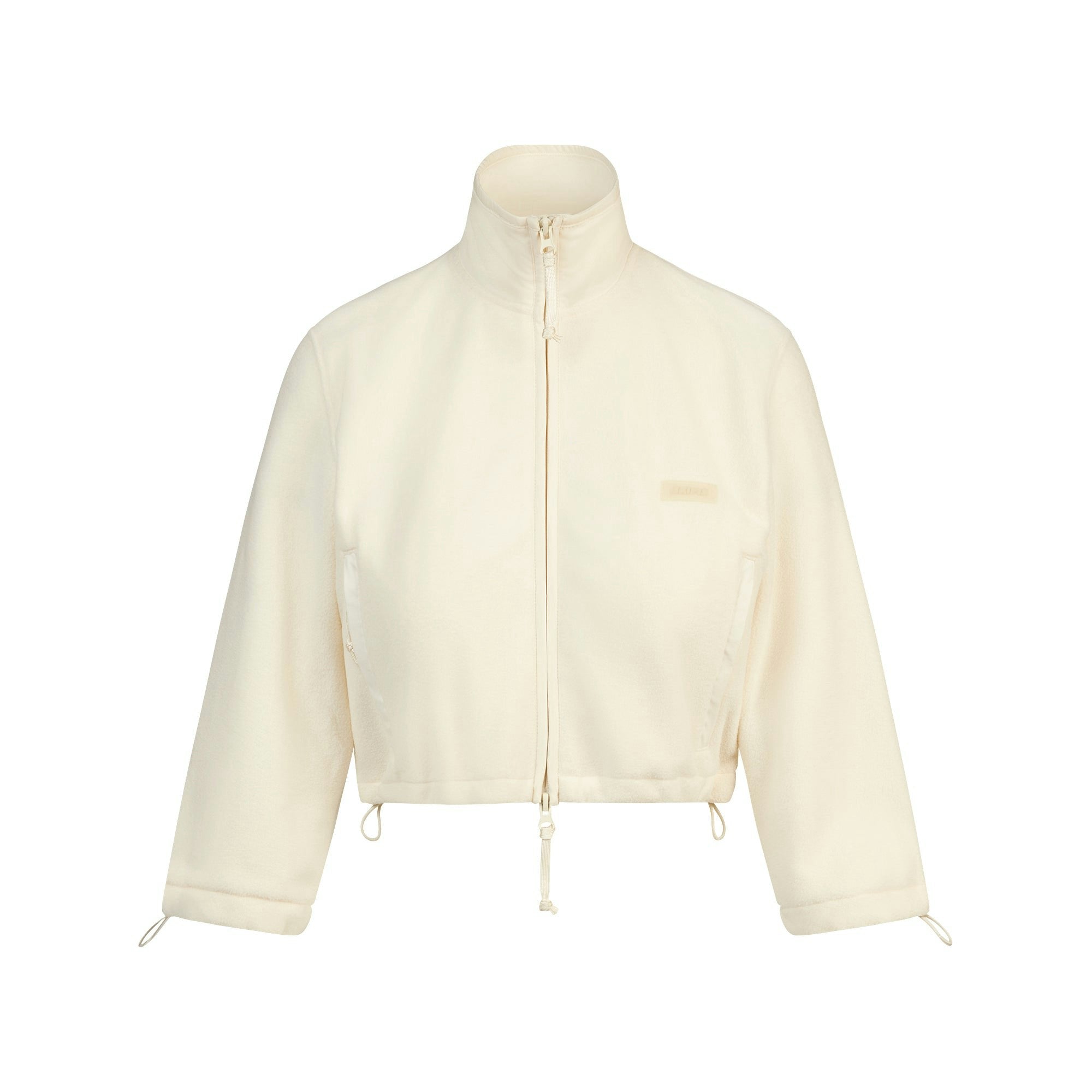 Skims Outdoor Fleece Cropped 3/4 Sleeve Jacket Ecru