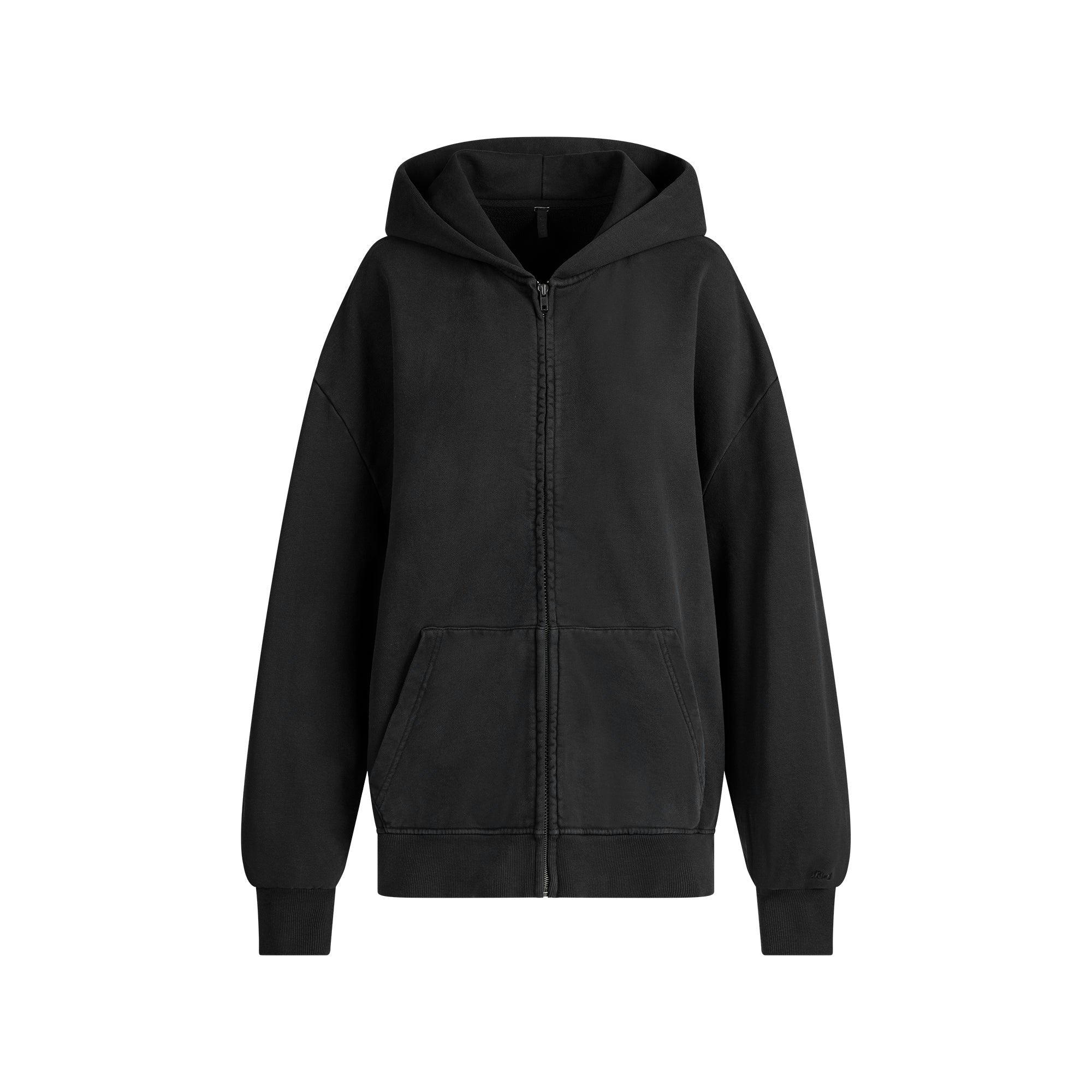 Skims Boyfriend Fleece Oversized Zip Up Hoodie Washed Onyx