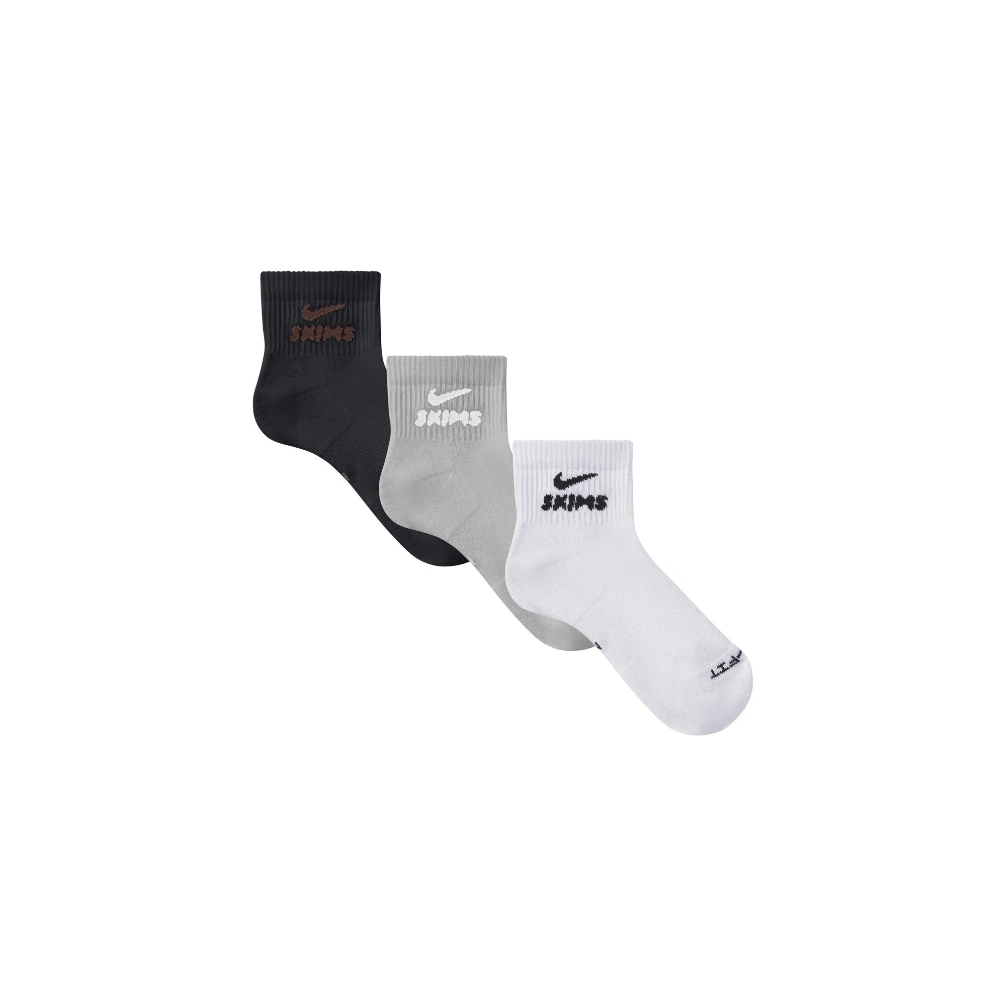 Skims Nikeskims Accessories Dri-Fit Quarter Crew Sock 3-Pack Heather Grey Multi