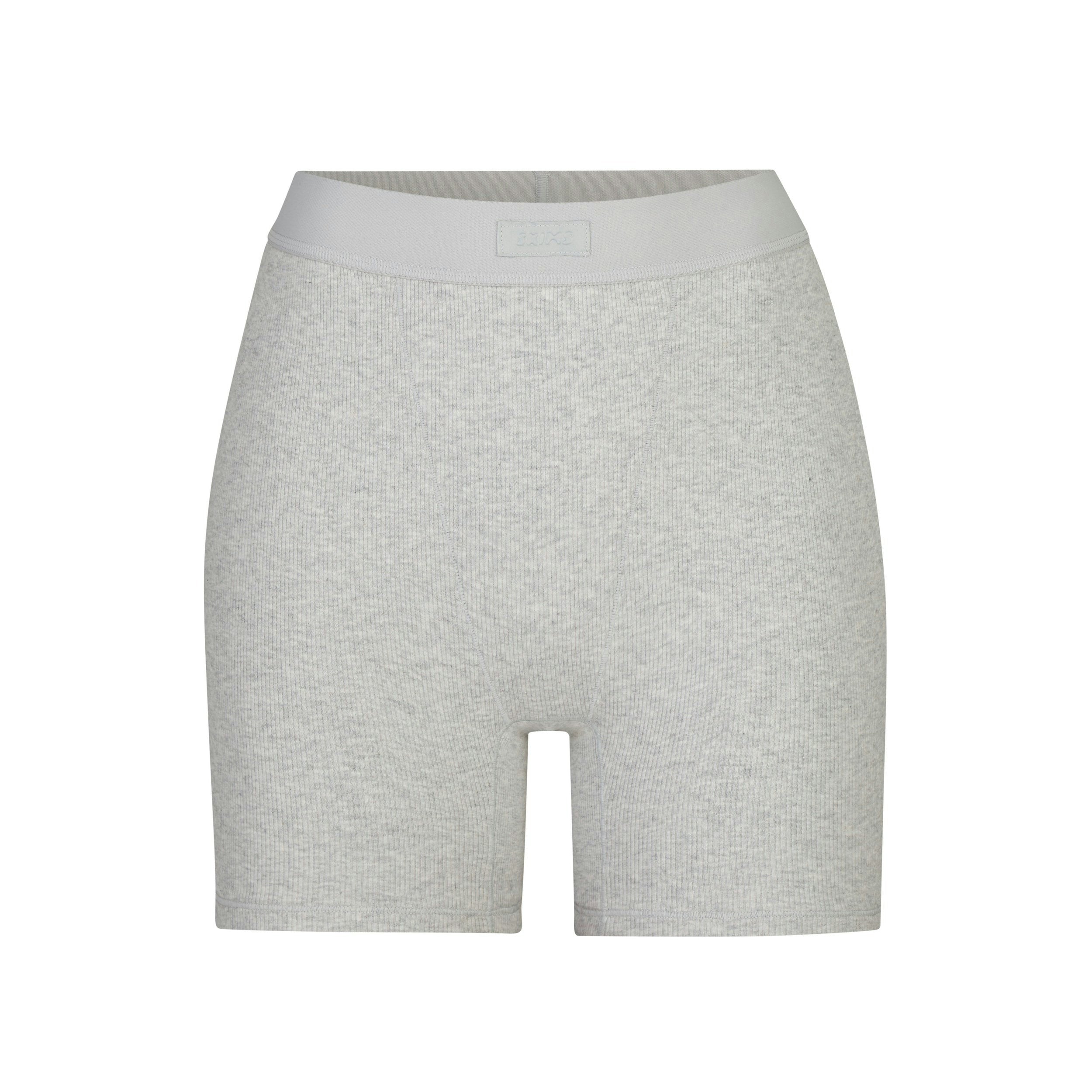 Skims Cotton Rib Boxer Light Heather Grey