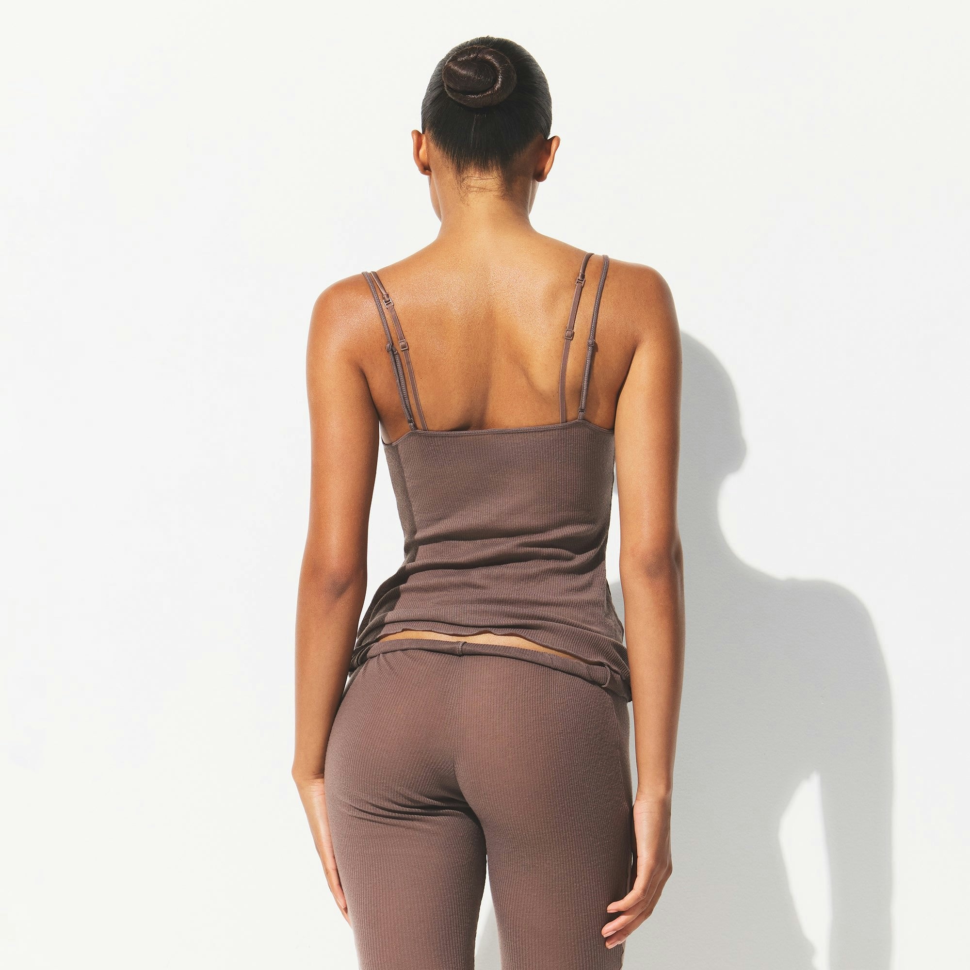 Skims Sheer Rib Long Cami Pewter