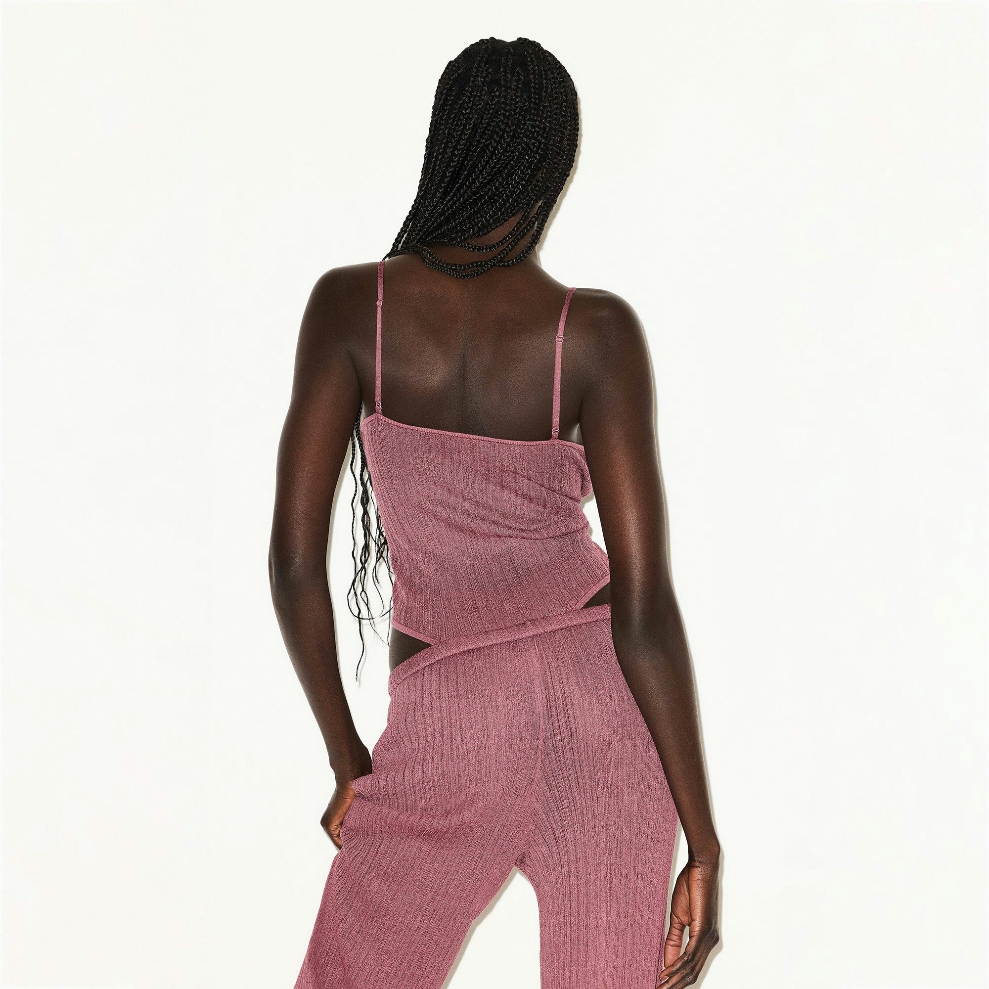 Skims Sheer Knit Cami Bodysuit Beet