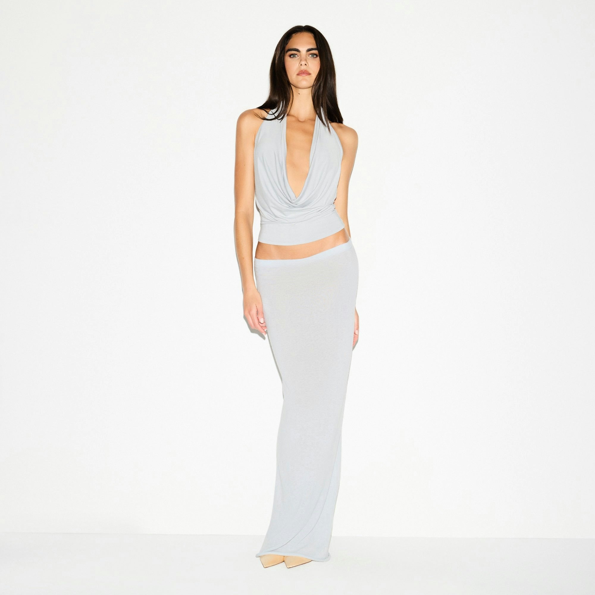 Skims Smooth Layers Deep Plunge Halter Top Mist