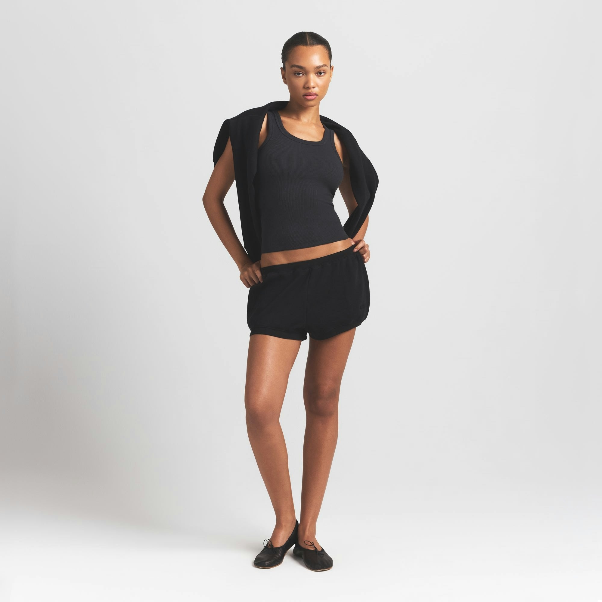 Skims Cotton Rib Scoop Neck Tank Soot
