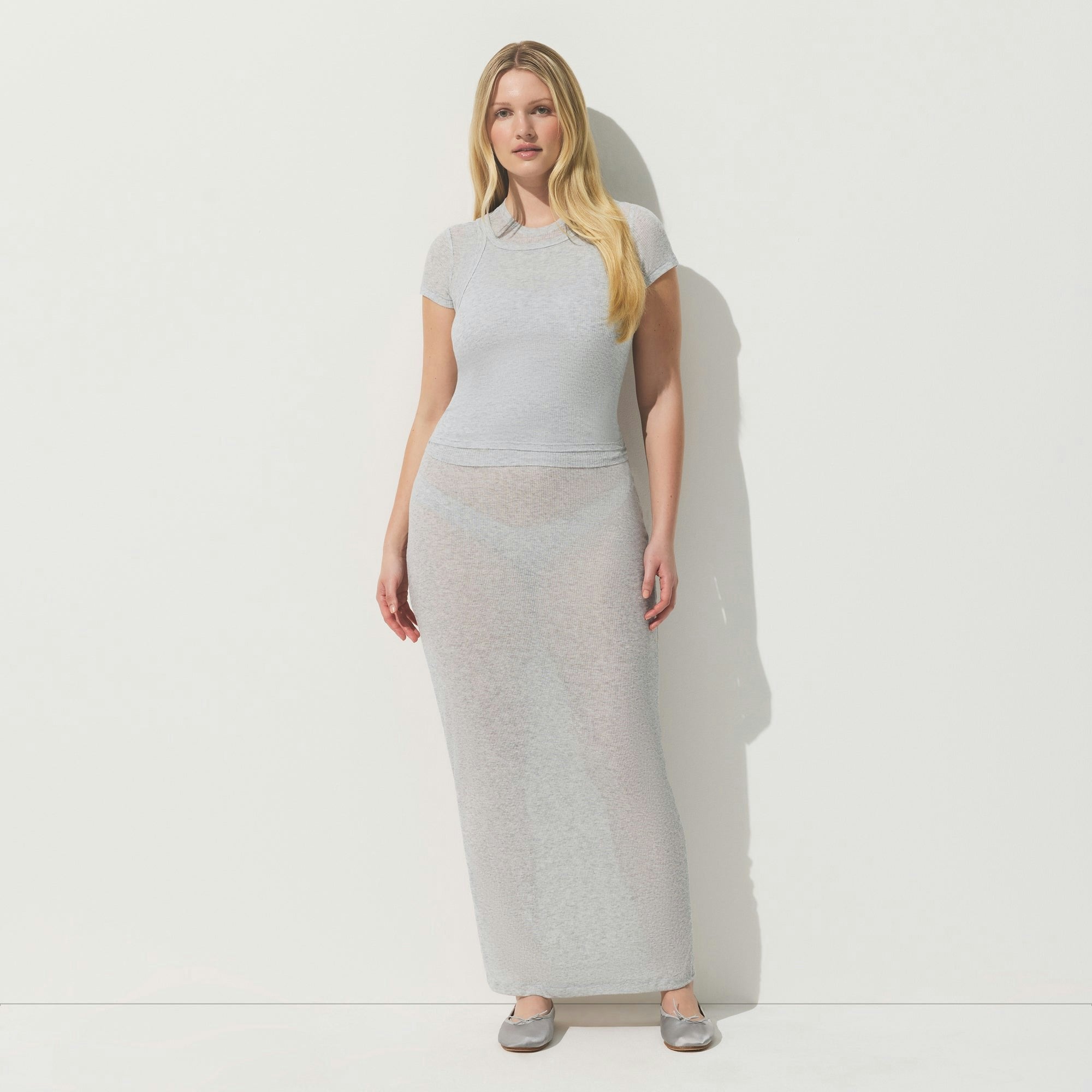 Skims Sheer Rib Tank Light Heather Grey