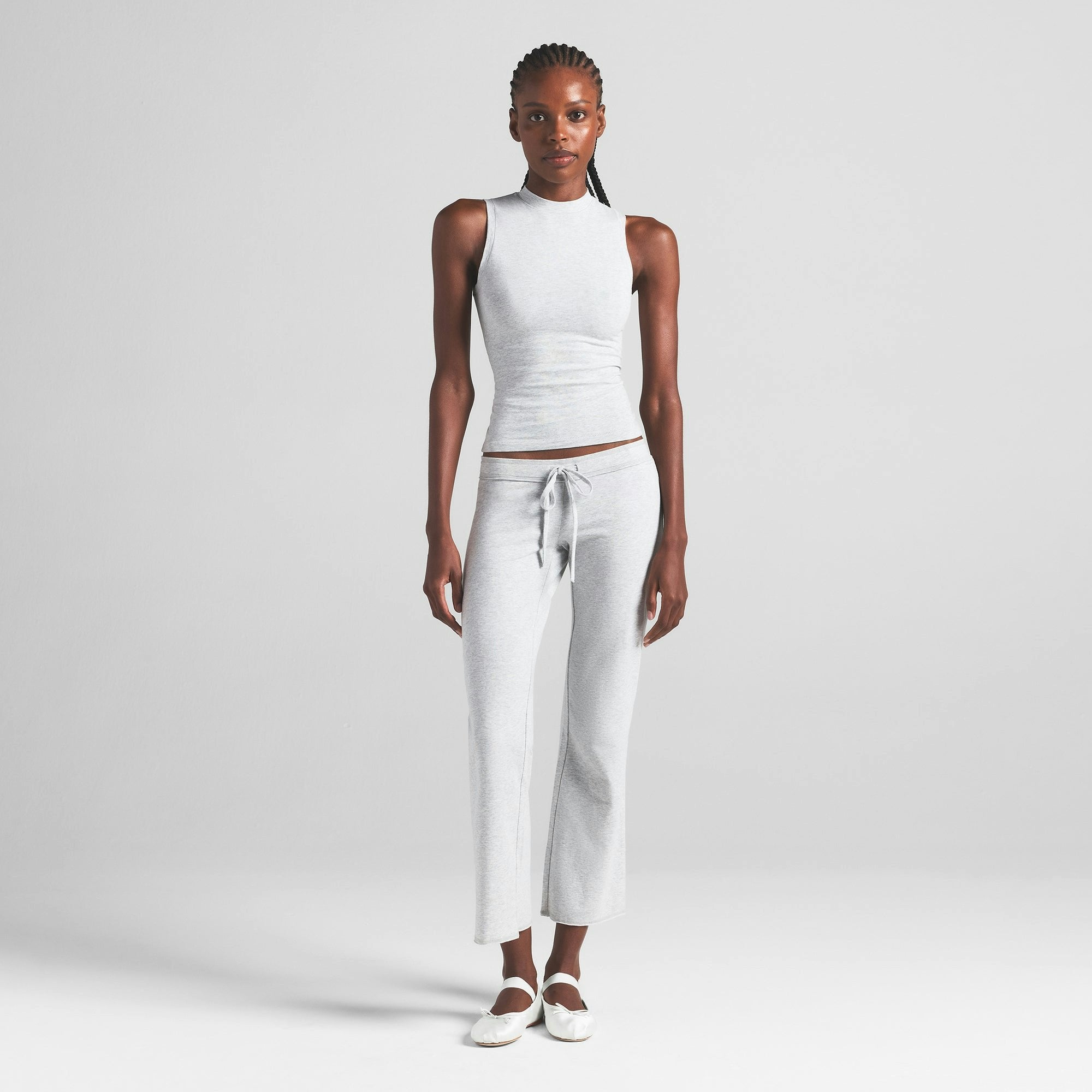 Skims Cotton Jersey Mock Neck Tank Light Heather Grey