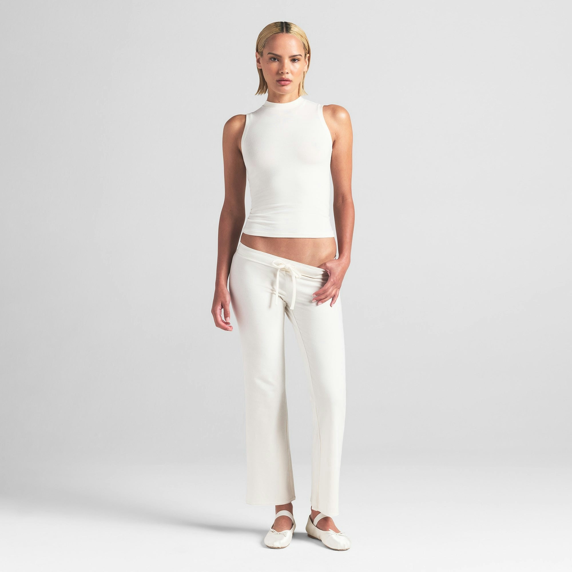 COTTON JERSEY MOCK NECK TANK