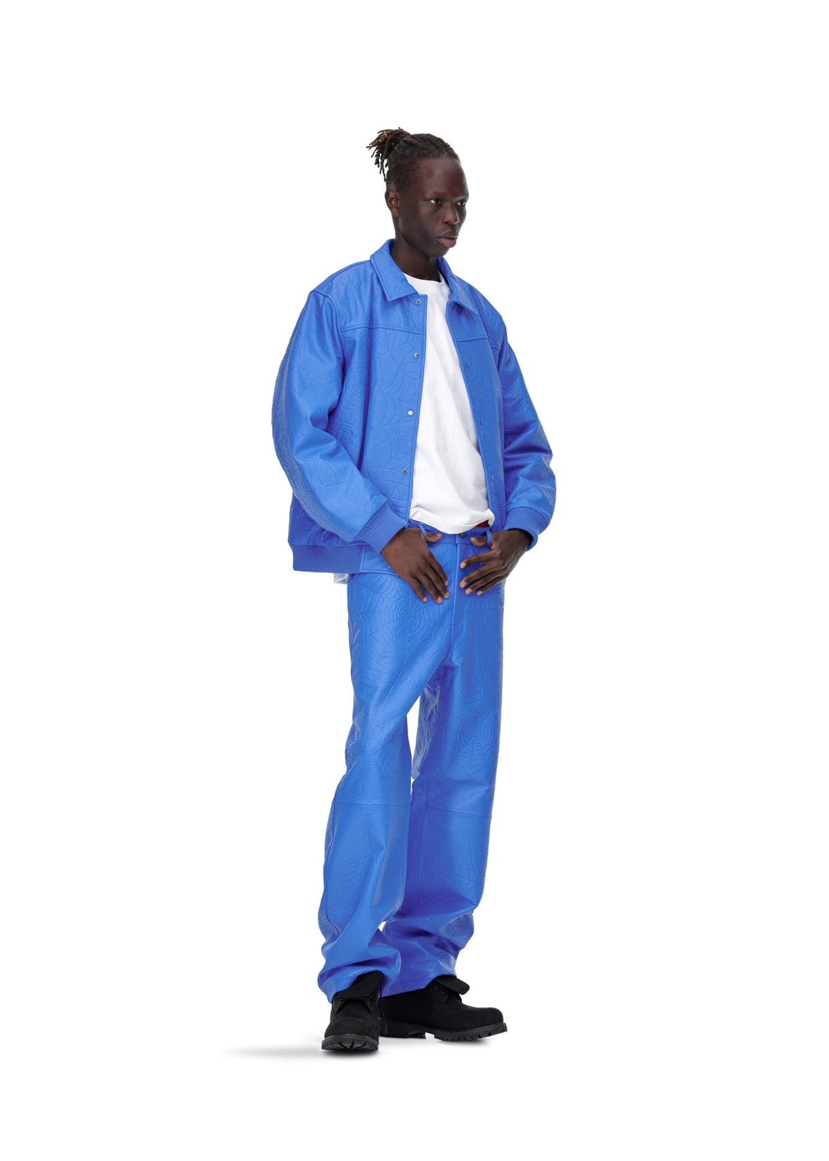 Sp5der Debossed WEB Leather Jacket