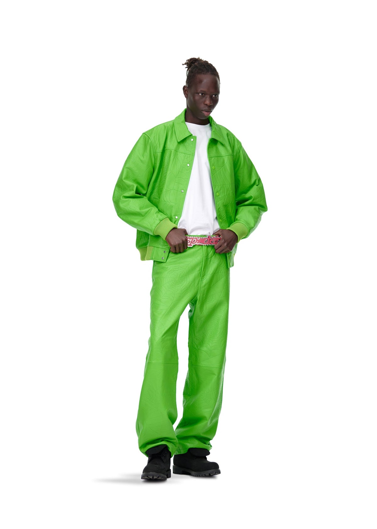 Sp5der Debossed WEB Leather PANT