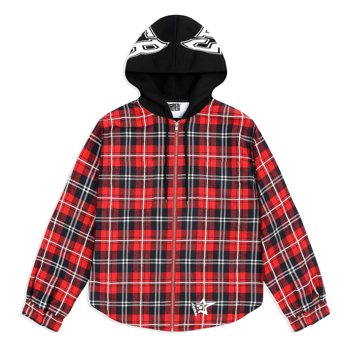 Sp5der Hooded ZIP Flannel Shirt Jacket