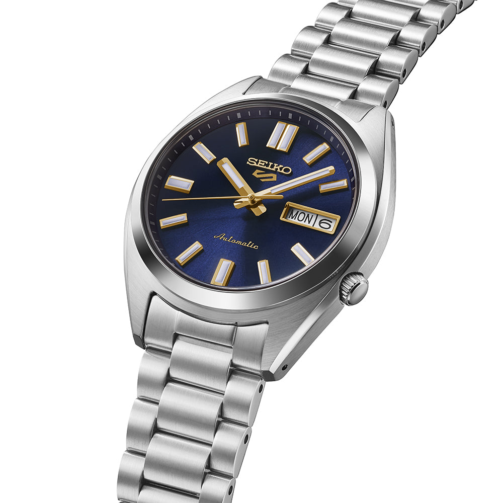 Seiko 5 Sports Snxs Vintage Gold Collection In Blazer Blue