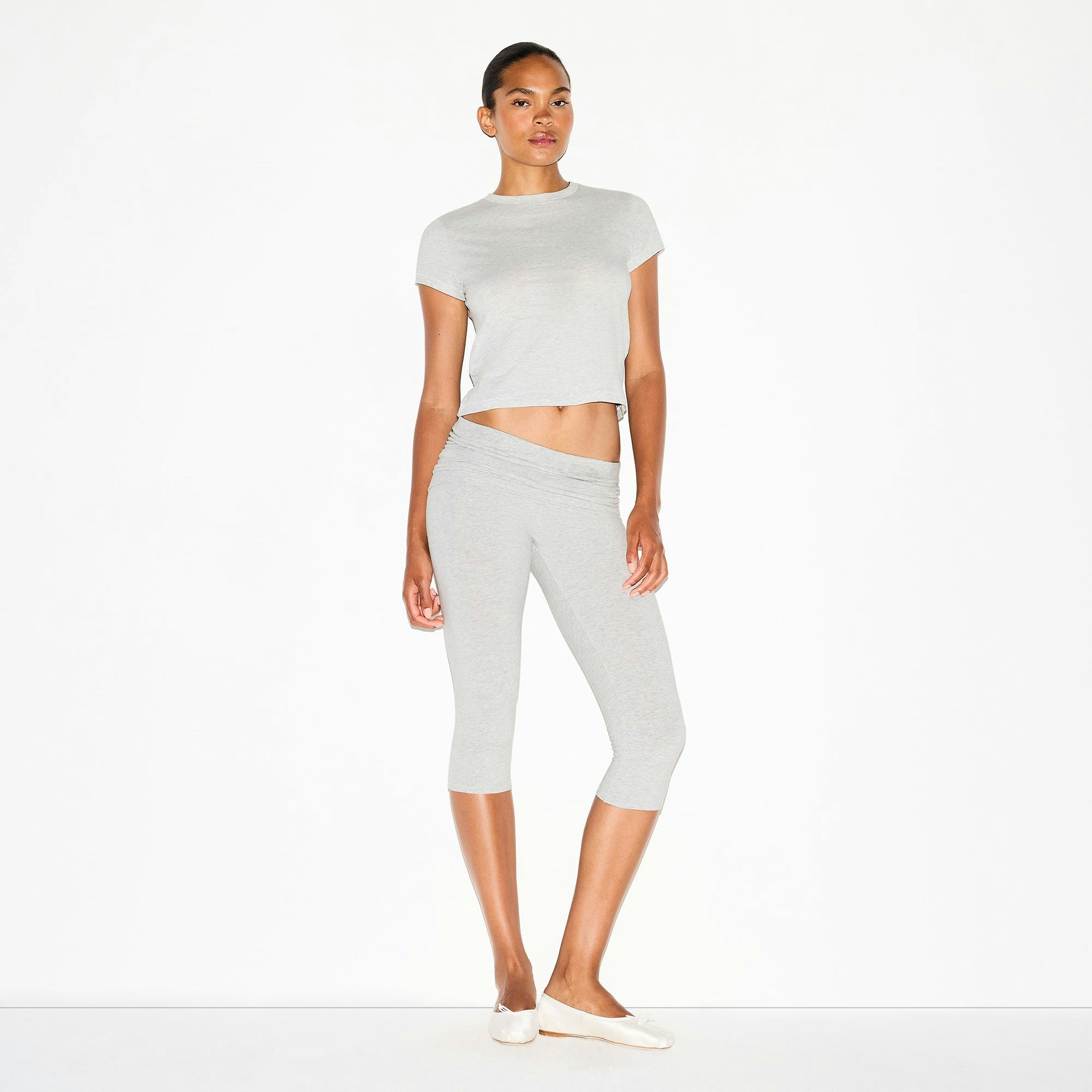 Skims Relaxed Tees Shrunken T-Shirt Light Heather Grey