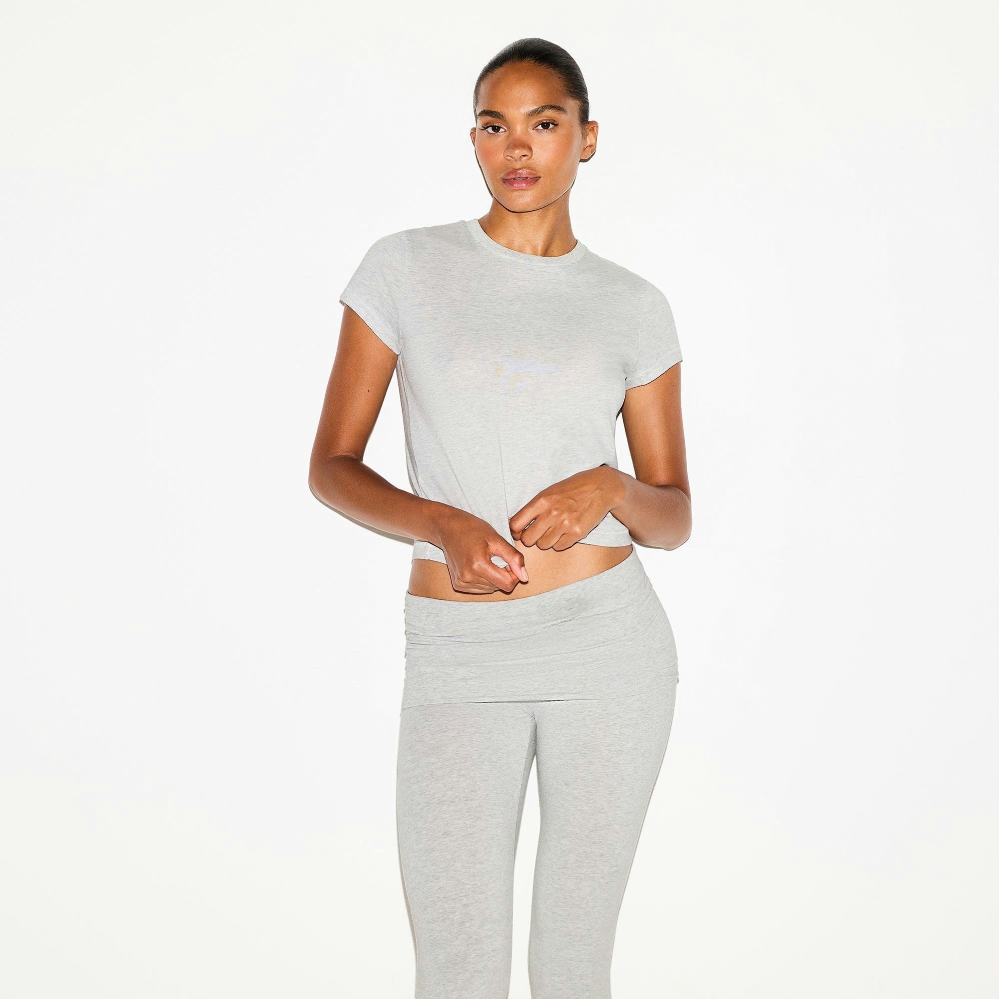 Skims Relaxed Tees Shrunken T-Shirt Light Heather Grey